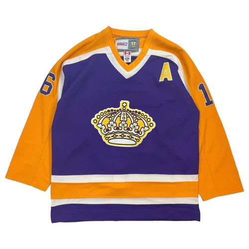 Image of Vintage Los Angeles Kings Marcel Dionne 1986-87 in Orange, Men's (Size XL)