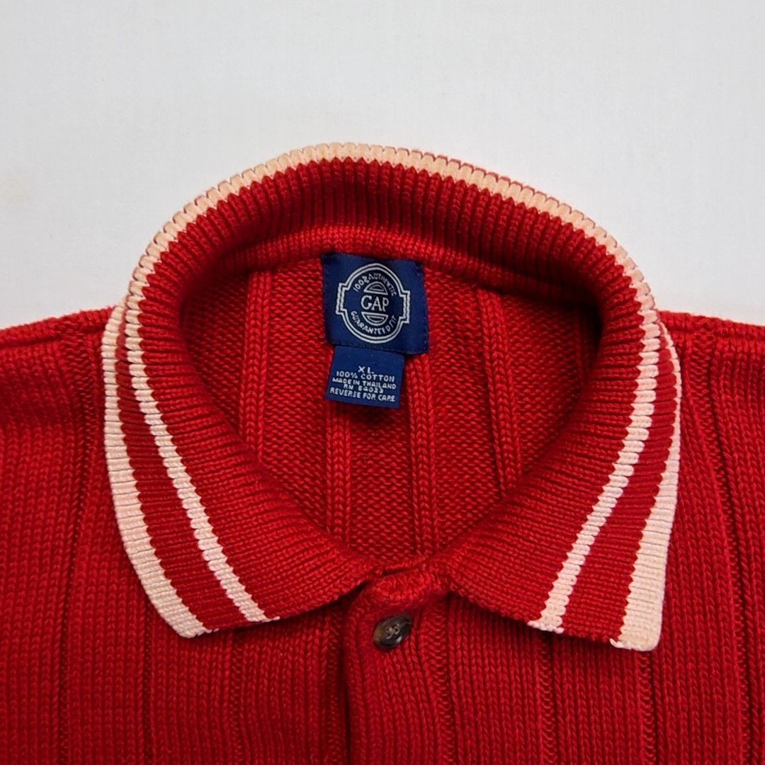 Gap Vintage Gap Red Knit Polo Sweater Embroidered Ribbed XL Y2K Size US XL / EU 56 / 4 - 6 Thumbnail