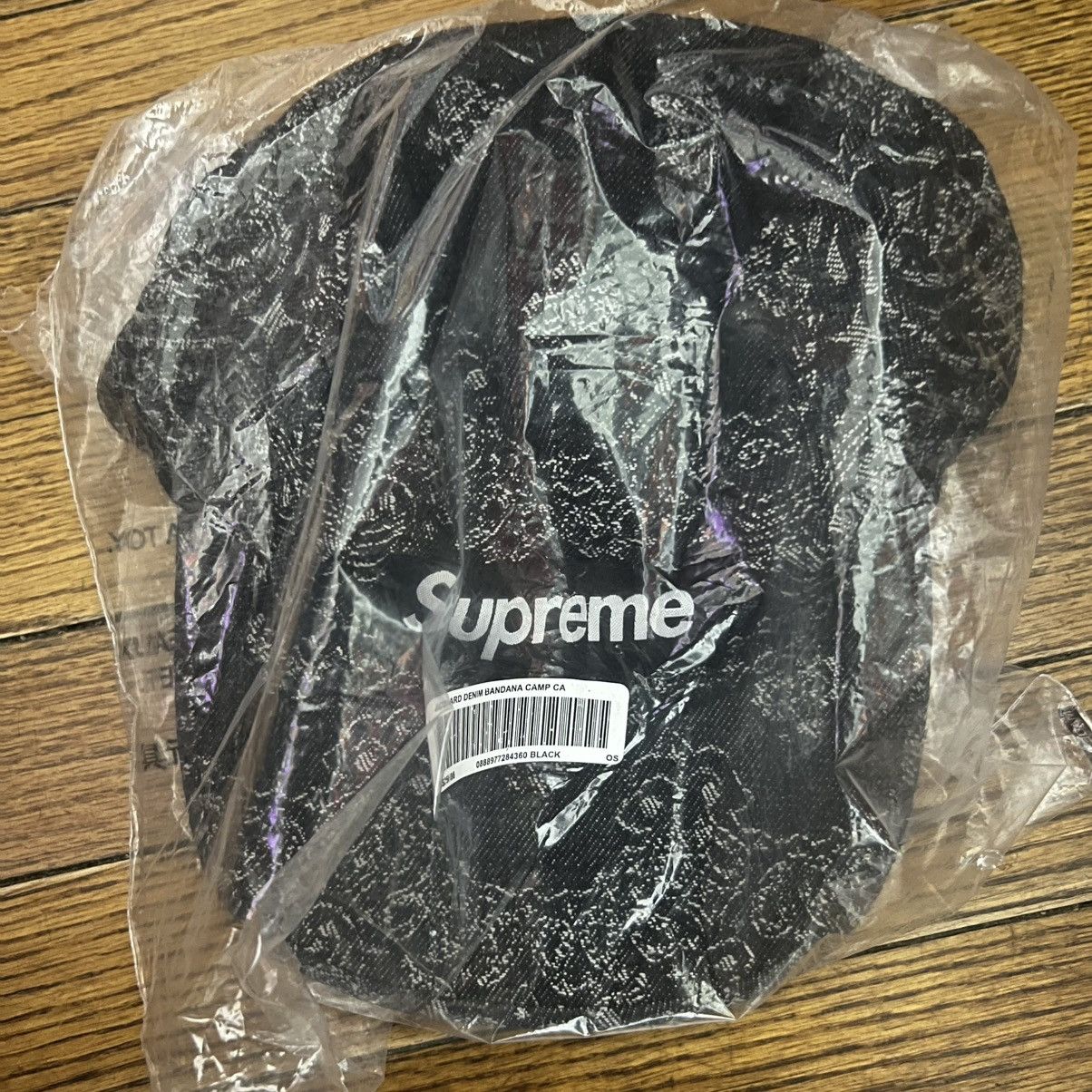 Supreme Supreme Bandana Jacquard Denim Camp Cap Black Size: One Size Size ONE SIZE - 3 Thumbnail