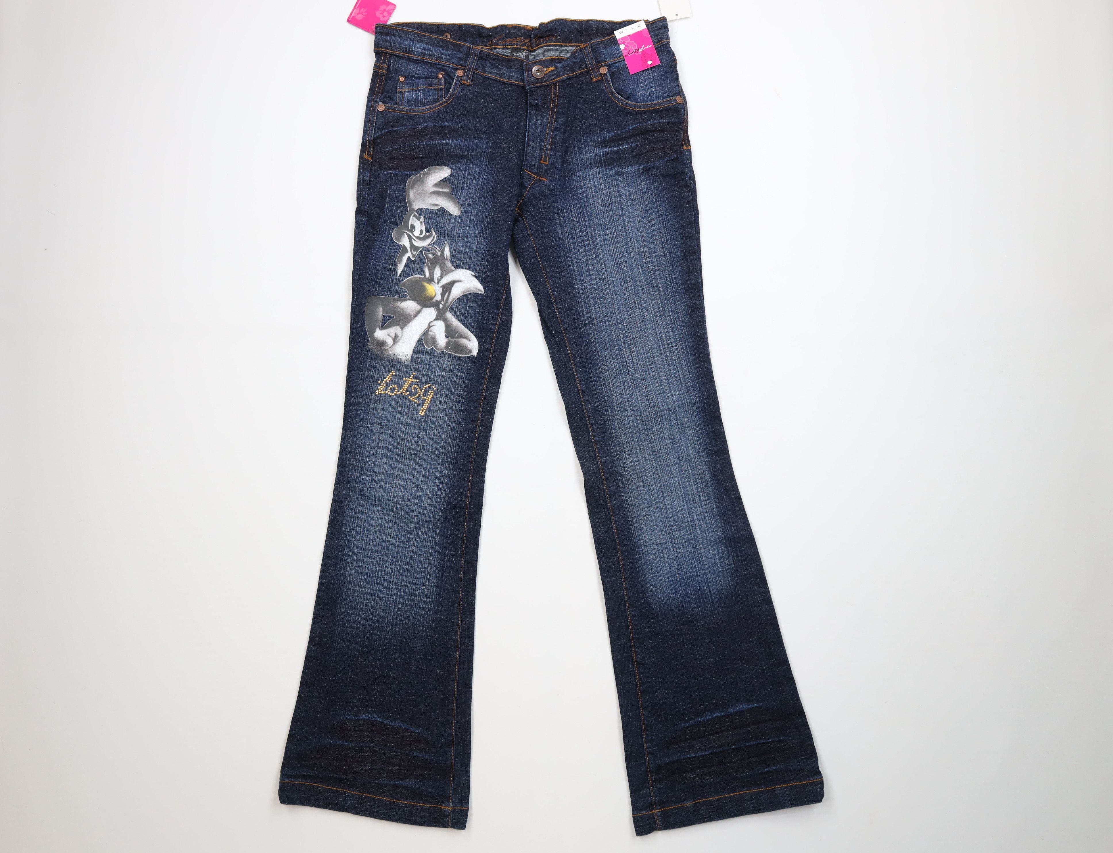 Vintage Deadstock Vintage Y2K Lot 29 Tunes Flared Wide Leg Jeans Size 28" / US 6 / IT 42 - 1 Thumbnail