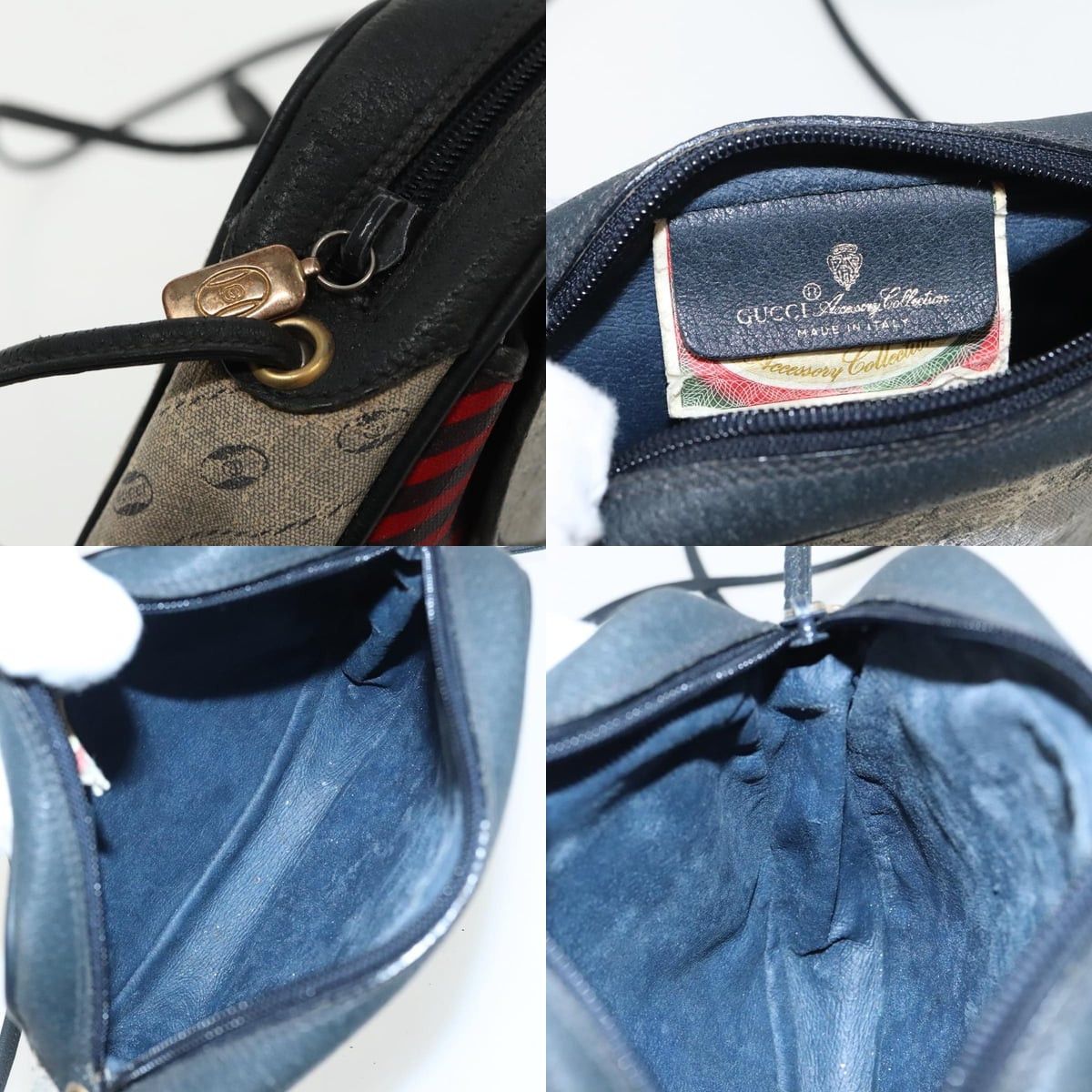 Gucci GUCCI Shoulder Bag Coated Canvas Gold Navy Size ONE SIZE - 11 Thumbnail