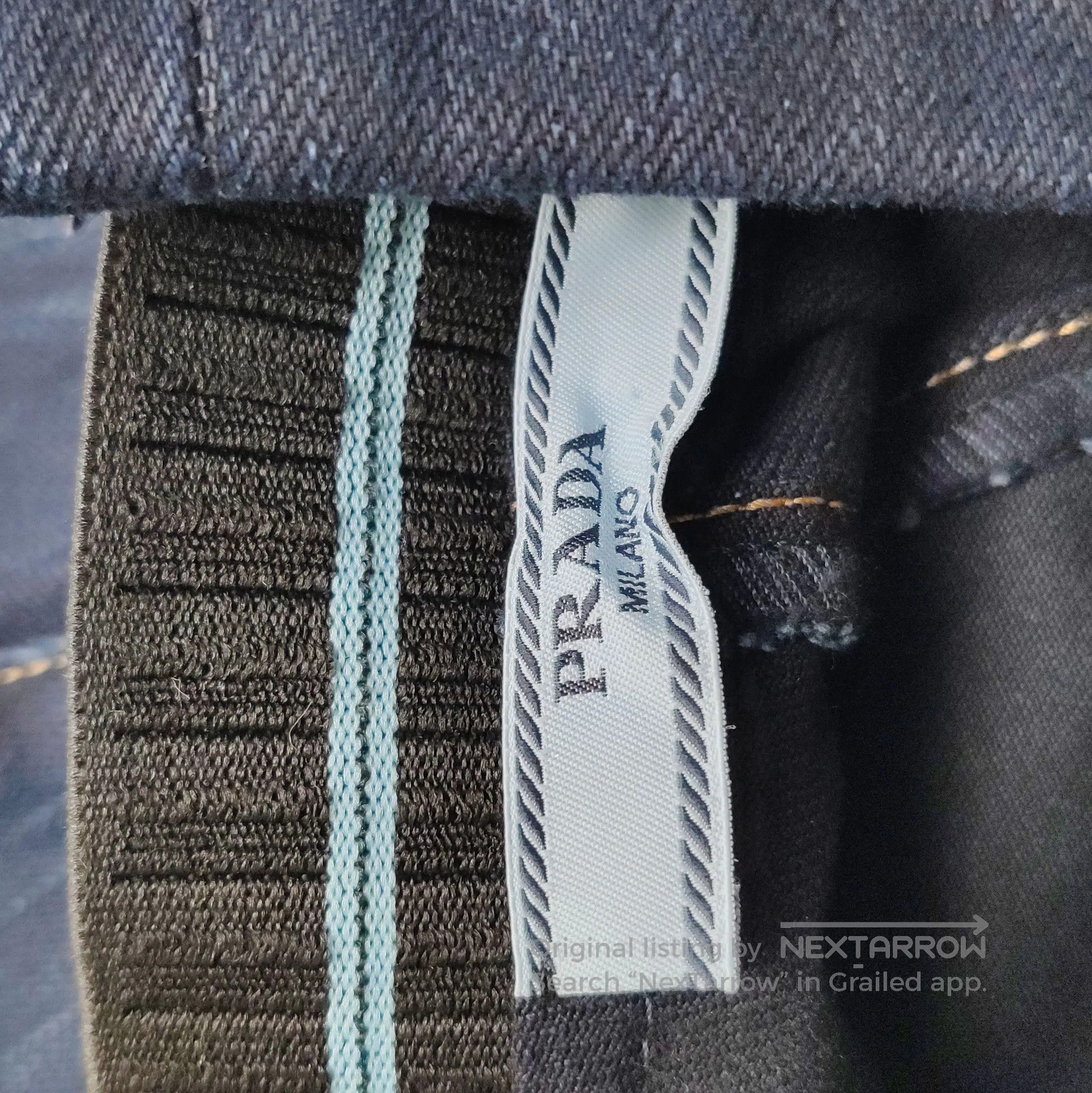 Prada Logo Cotton Denim Pants for Women .