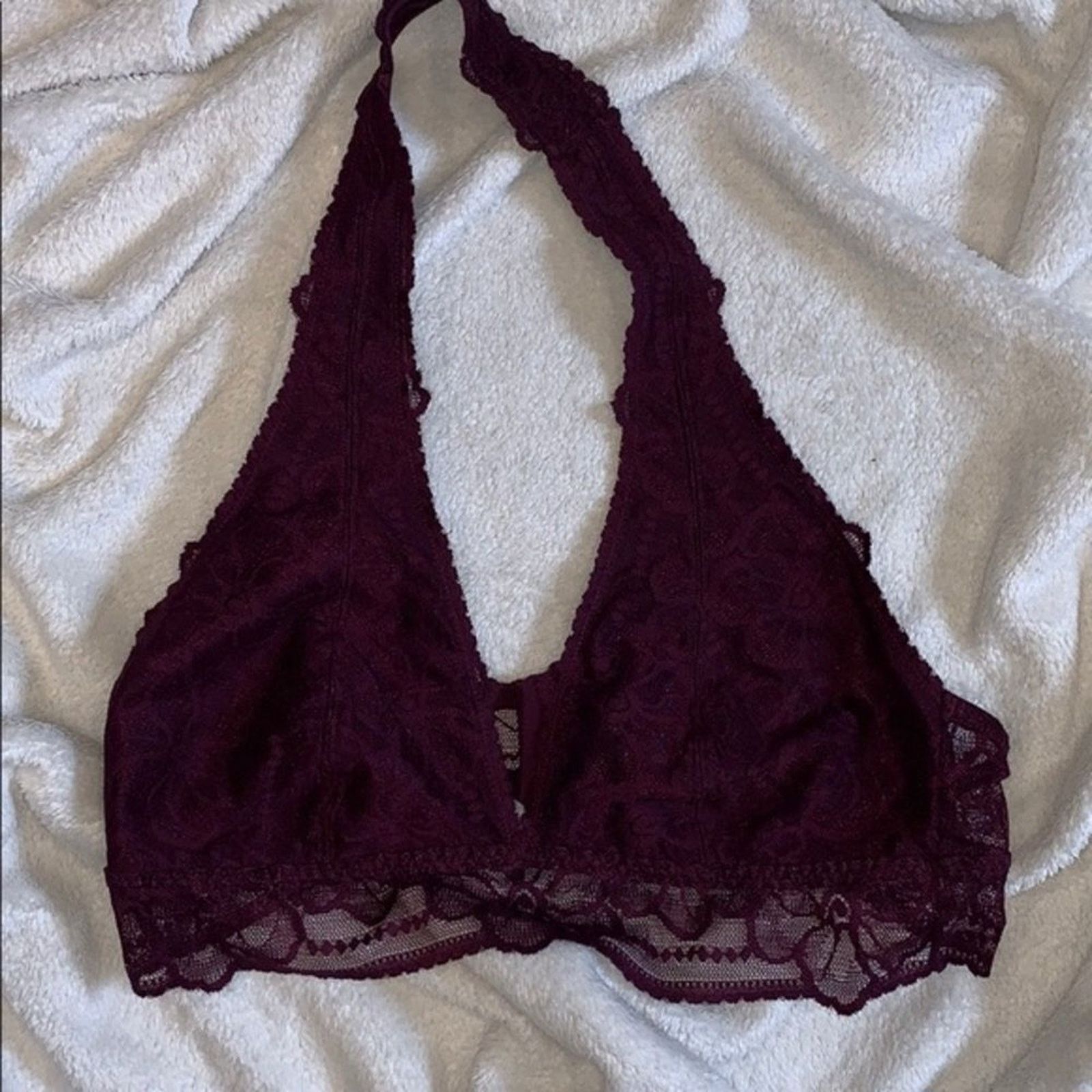Victoria's Secret Victoria’s Secret PINK Maroon Lace Halter Neck Bra | Sz M Size M / US 6-8 / IT 42-44 - 2 Thumbnail
