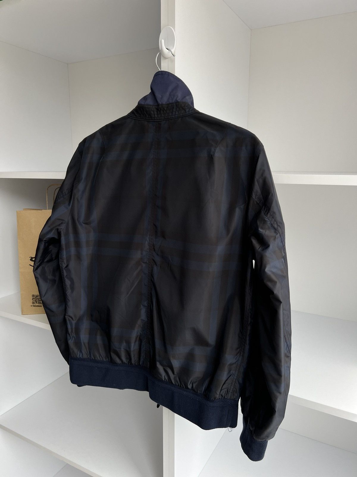 Vintage Burberry Blue Plaid Reversible Double-Zipper Jacket