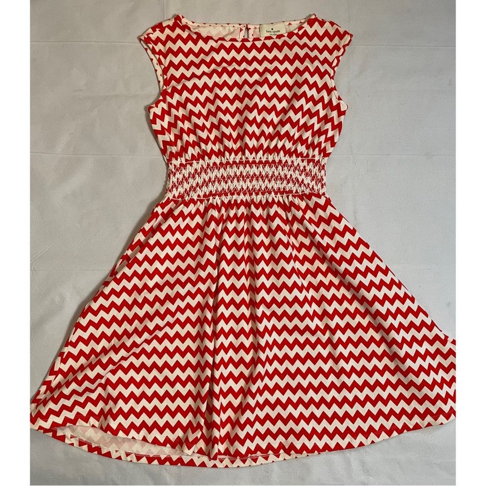 Kate Spade Kate Spade Red Chevron Cotton Sleeveless Dress Size XS Size XS / US 0-2 / IT 36-38 - 7 Thumbnail