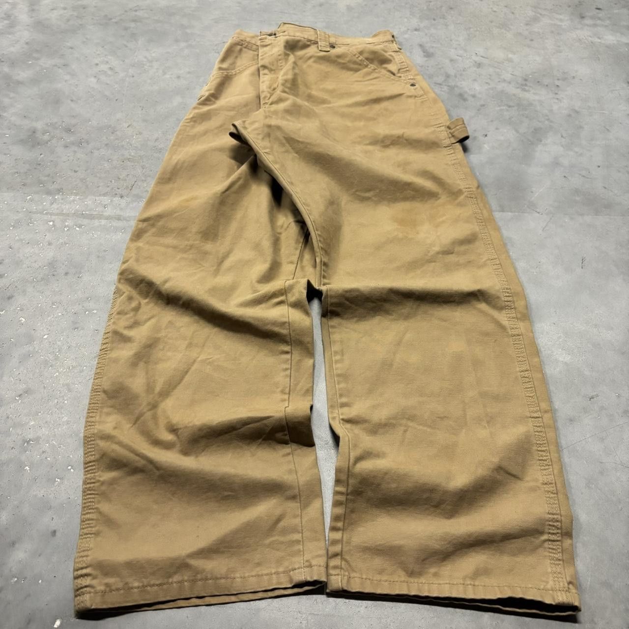 Japanese Brand × Vintage Crazy Vintage Y2K/2000s Khaki Tan Streetwear Skater Workwear Carpenter Pants! Size US 36 / EU 52 - 3 Thumbnail
