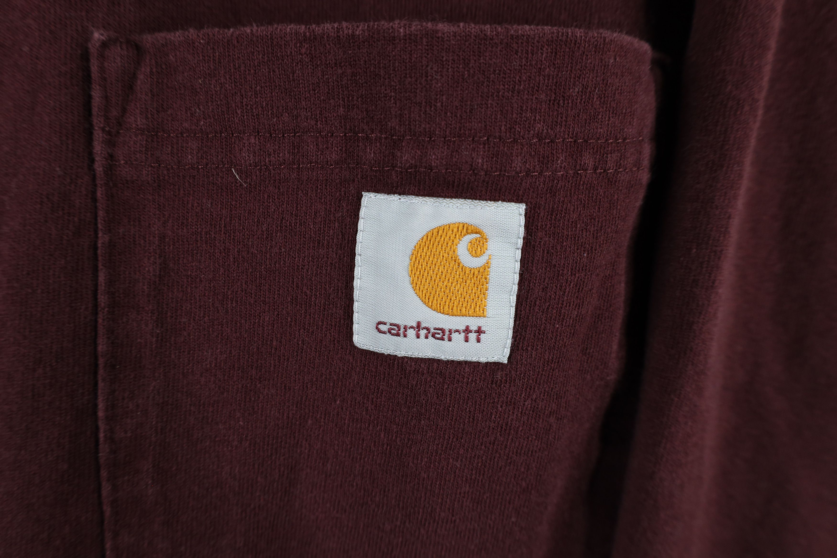 Carhartt × Vintage Vintage Carhartt Spell Pocket Long Sleeve T-Shirt Burgundy Size US L / EU 52-54 / 3 - 4 Thumbnail