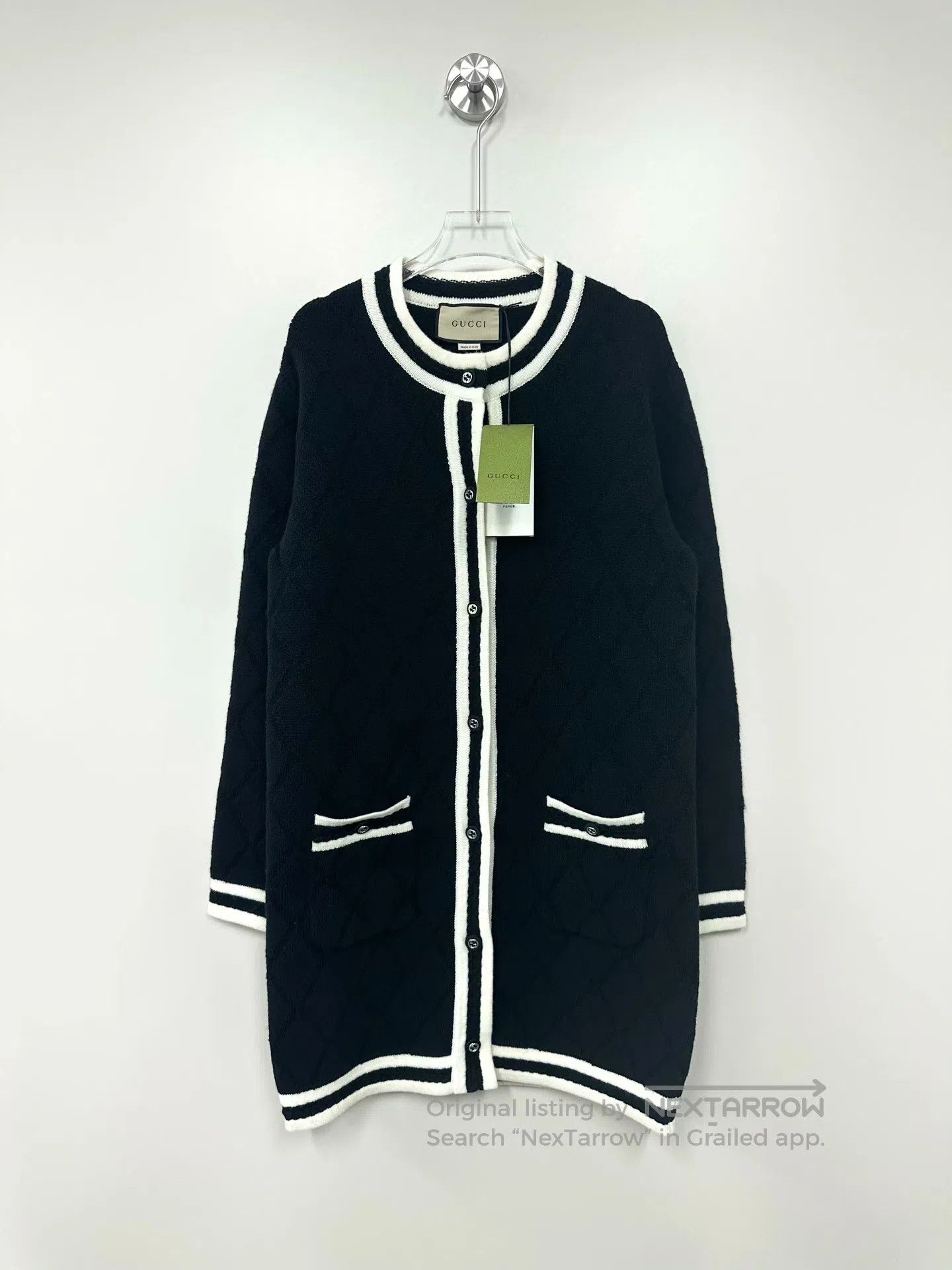 Gucci Guicci Black Diamond Wool Double G Single Breasted Dress| Size S / US 4 / IT 40 - 1 Thumbnail