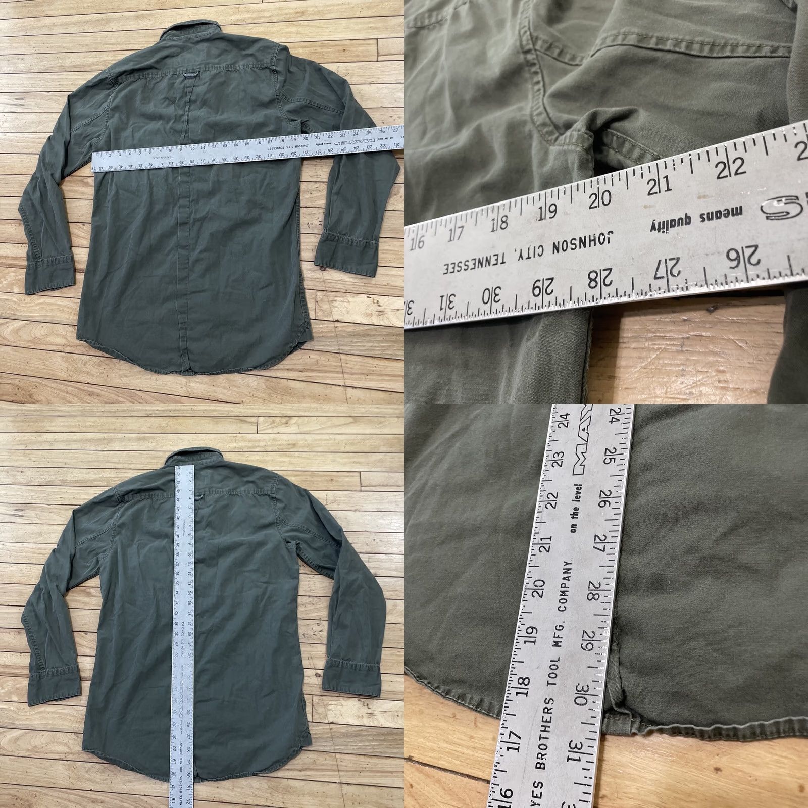 Zanerobe ZANEROBE Button-Up Shirt Men M Green Gray with Pockets, Metal Snap Button, Workwear Outfits Outdoors Size US M / EU 48-50 / 2 - 8 Thumbnail