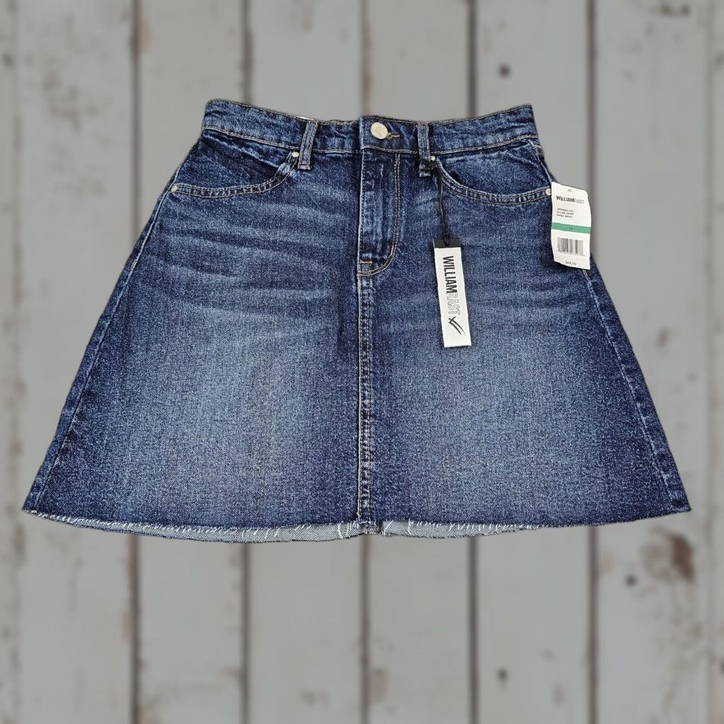 Vintage WILLIAM RAST Denim Skirt Girls Junior 24 Blue A-Line Stretch Short High Rise Size 42" / US 20 - 1 Thumbnail
