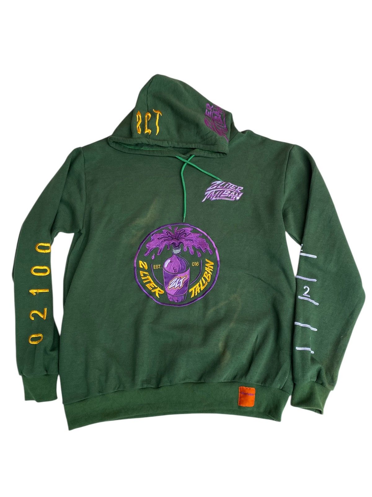Vintage Vtg 2 Liter Taliban Hoodie Green Size US XL / EU 56 / 4 - 1 Thumbnail