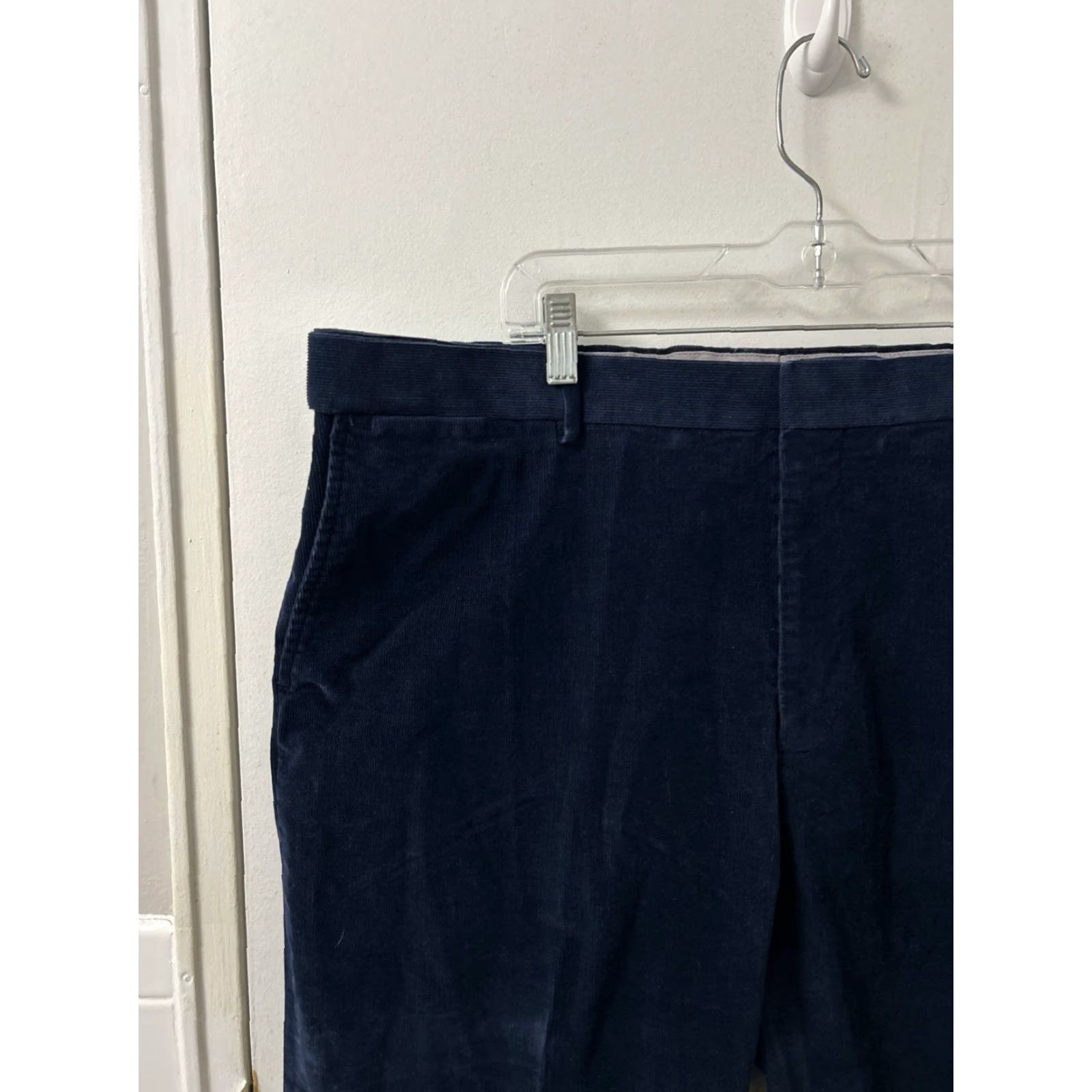 Lands' End Lands' End Pants Mens 42x30 Navy Blue Corduroy Stretch Flat Front Traditional Fit Straight Leg Dress Pants Mens Size 42x30 Blue Corduroy Pants Size US 42 / EU 58 - 4 Thumbnail