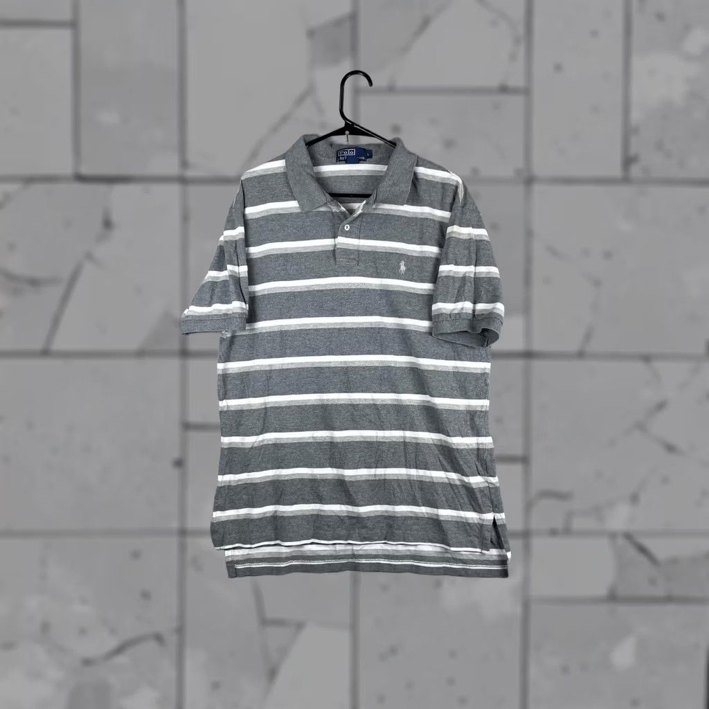 Polo Ralph Lauren Polo by Ralph Lauren Polo Shirt Mens L Gray Stripe Pony Logo Short Sleeve Size US L / EU 52-54 / 3 - 1 Thumbnail