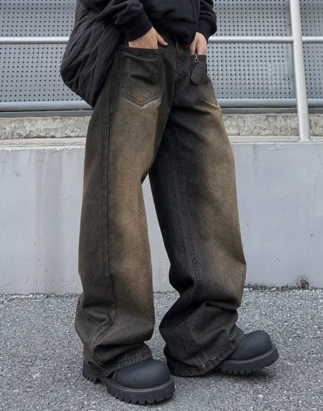Japanese Brand × Vintage Avant garde reverse front dirty mud dyed jeans pants Size US 36 / EU 52 - 3 Thumbnail