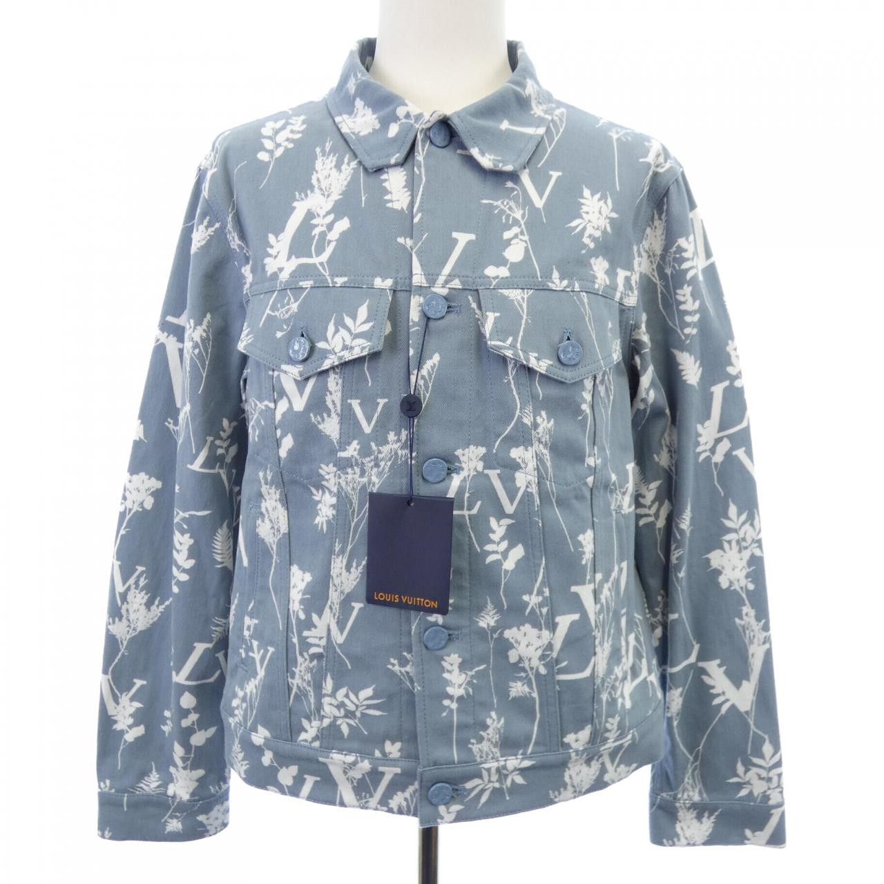 Louis Vuitton Louis Vuitton Louis Vuitton DNA Leaf Denim Jacket Textile Outerwear HNA59WNF1 DUTY FREE for USA Size ONE SIZE - 1 Thumbnail