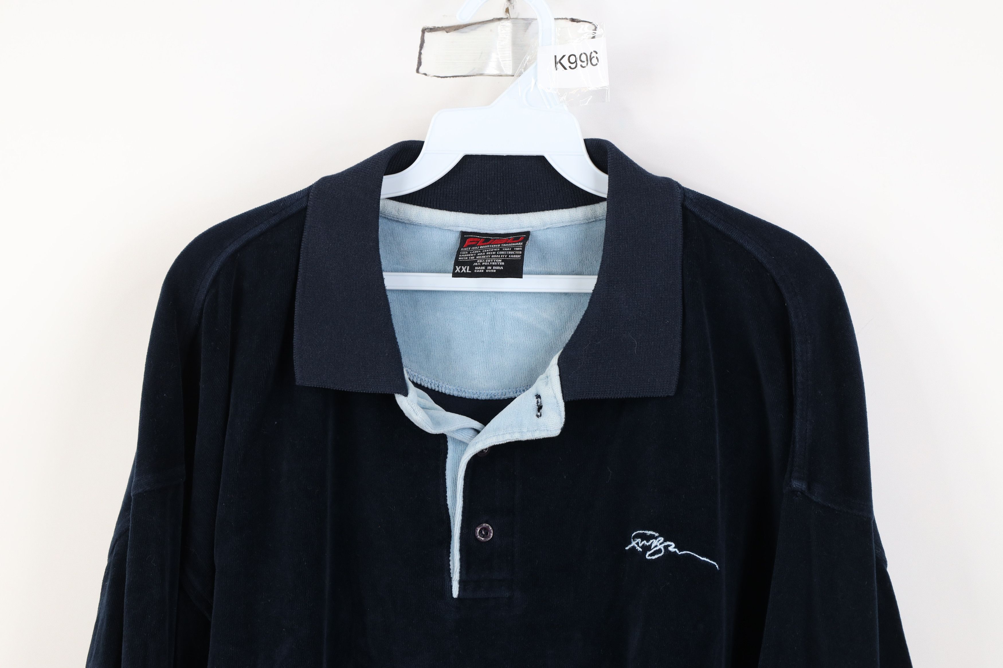 Fubu Vintage 90s Y2K FUBU Spell Out Velour Long Sleeve Rugby Polo Size US XXL / EU 58 / 5 - 2 Thumbnail
