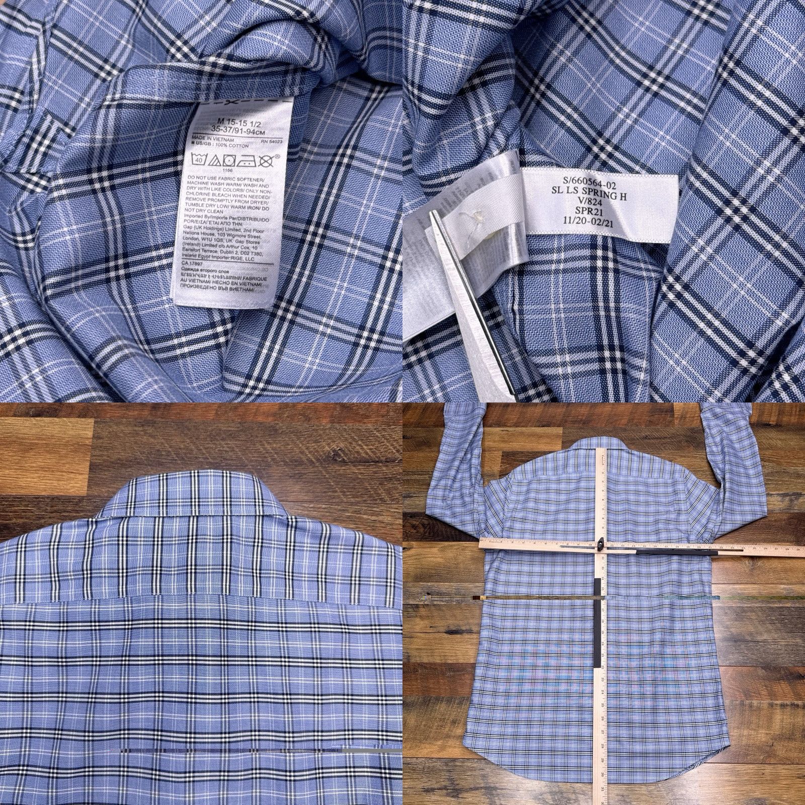 Banana Republic Banana Republic Shirt Mens M Blue Plaid Slim Fit Button-Up Long Sleeve Casual Workwear Size US M / EU 48-50 / 2 - 8 Thumbnail