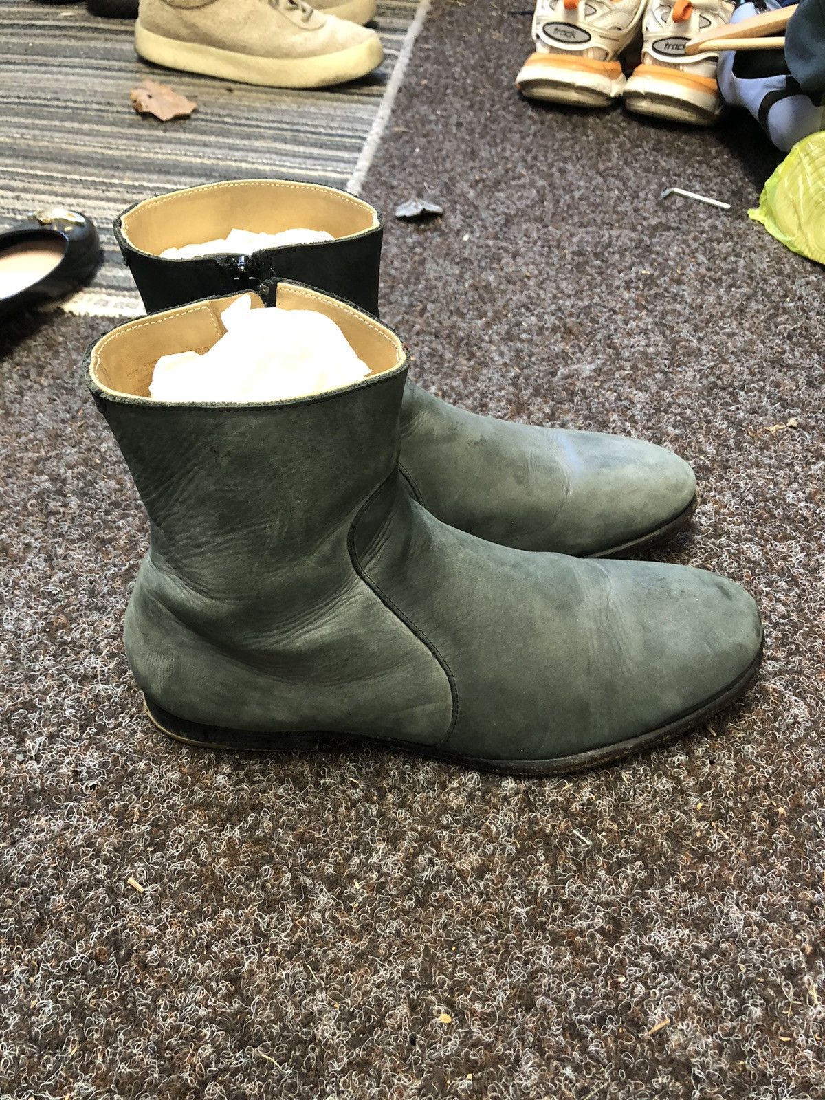 image of H&m Side Zip Boots Size 10 43 Black Leather, Men's