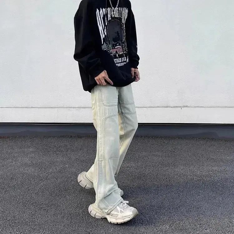 Japanese Brand Retro washed distressed patchwork jeans Size US 32 / EU 48 - 3 Thumbnail