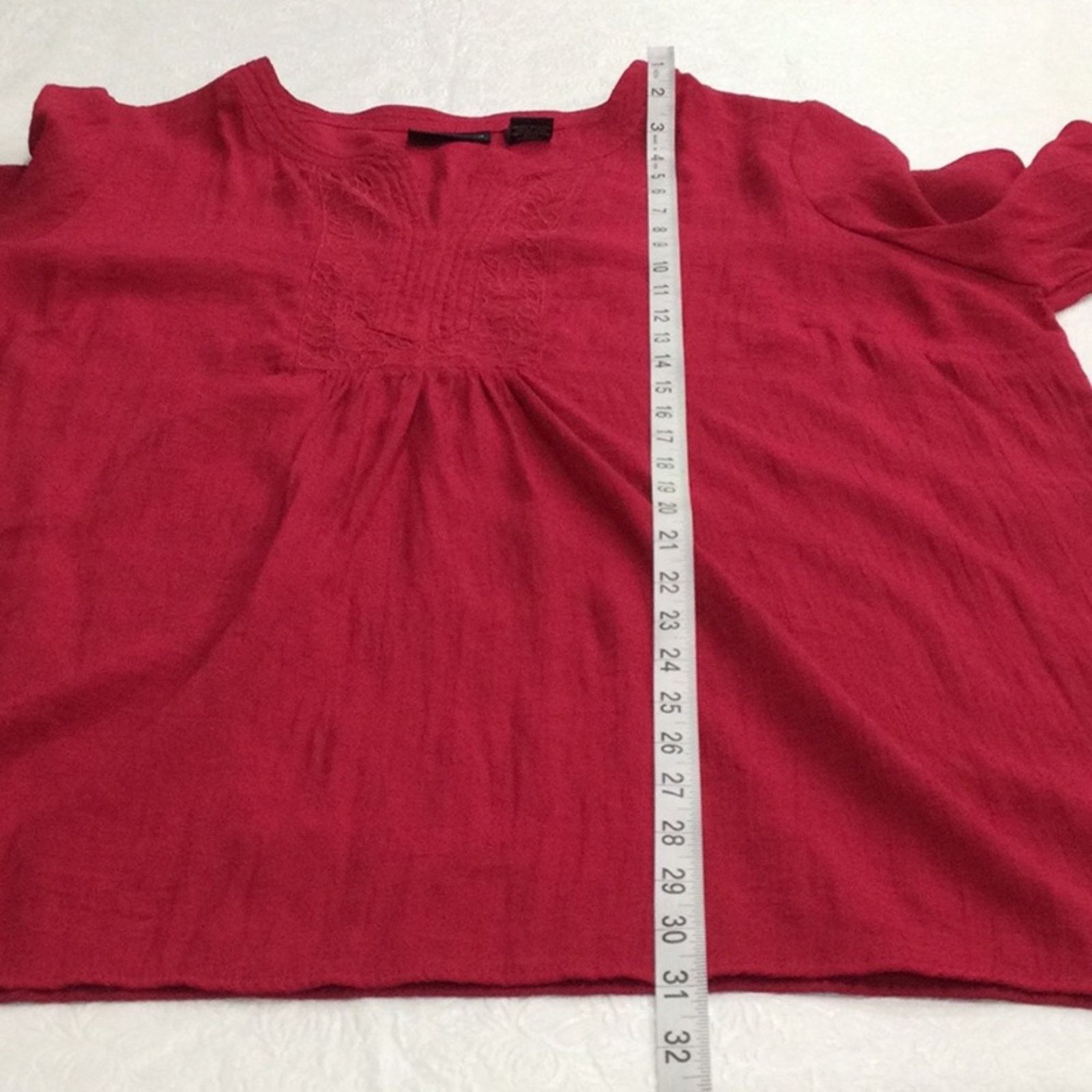 Other Maggie Barnes Embroidered Red V-neck 3/4 Split Sleeve Top 0X Size XL / US 12-14 / IT 48-50 - 14 Thumbnail