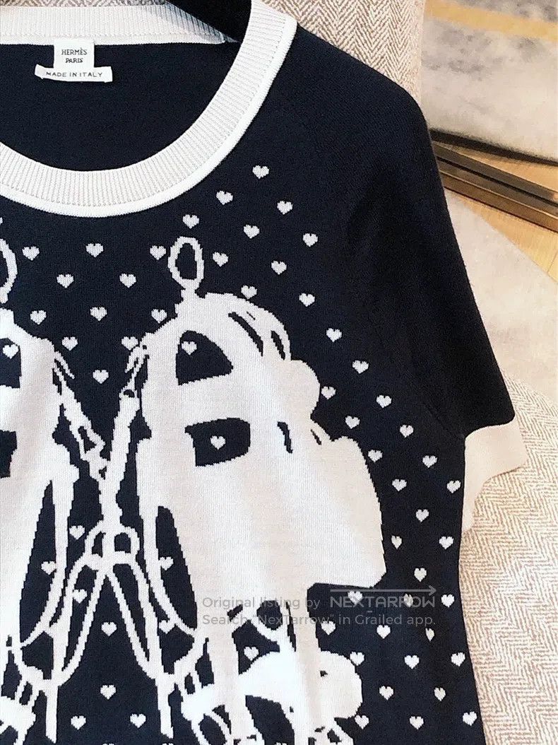 Hermes Hermes Black and white color block knitted short sleeve Size XS / US 0-2 / IT 36-38 - 3 Thumbnail