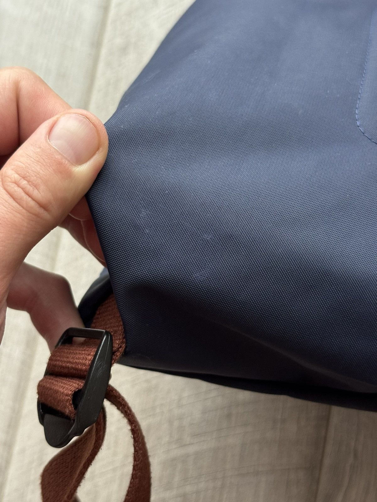 Longchamp Longchamp Le Pliage Navy Brown Blue Nylon Backpack USED Size ONE SIZE - 10 Thumbnail