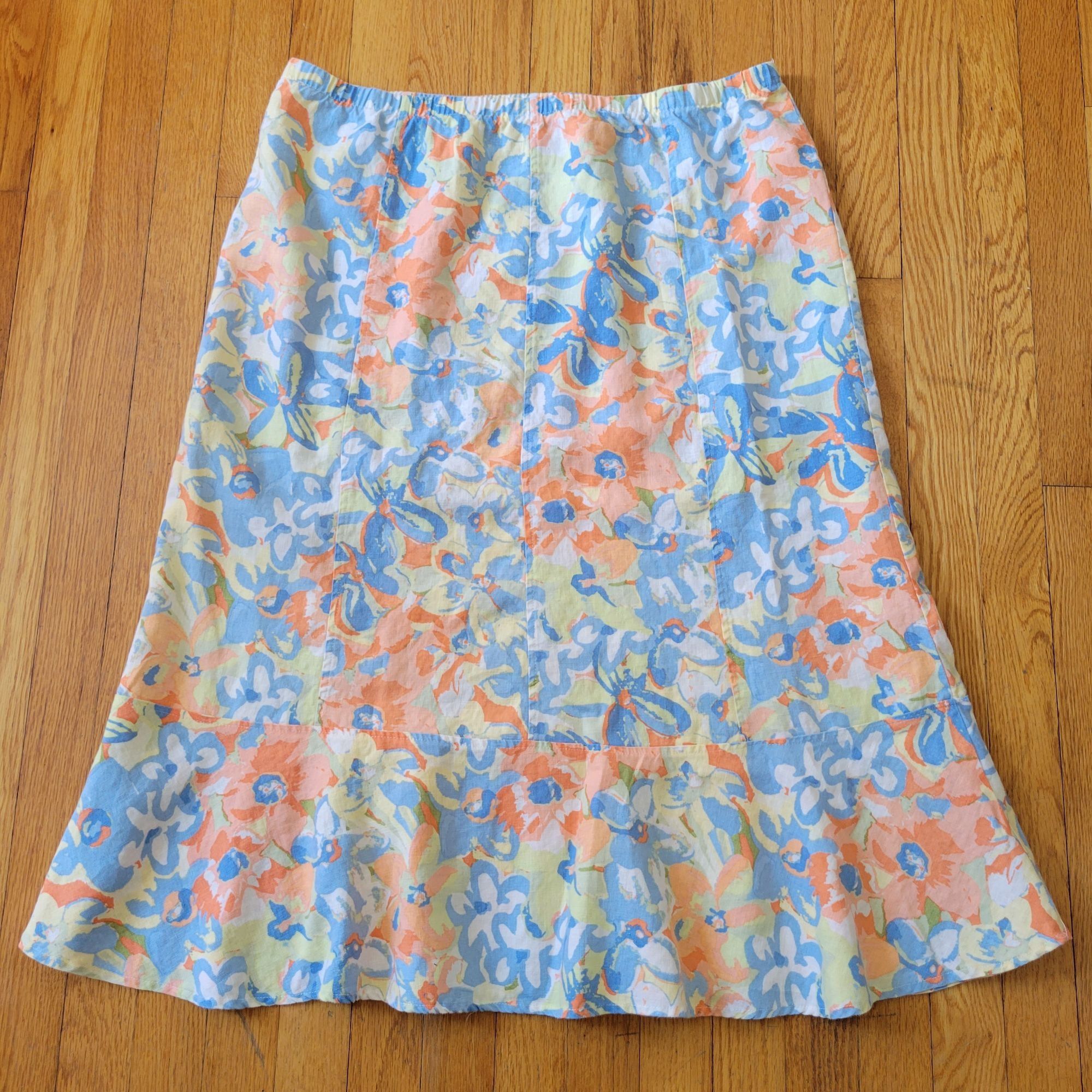 Vintage Weekend Choices Floral Linen Skirt XL Tropical Beach Cruise Size 38" / US 16 / IT 52 - 4 Thumbnail