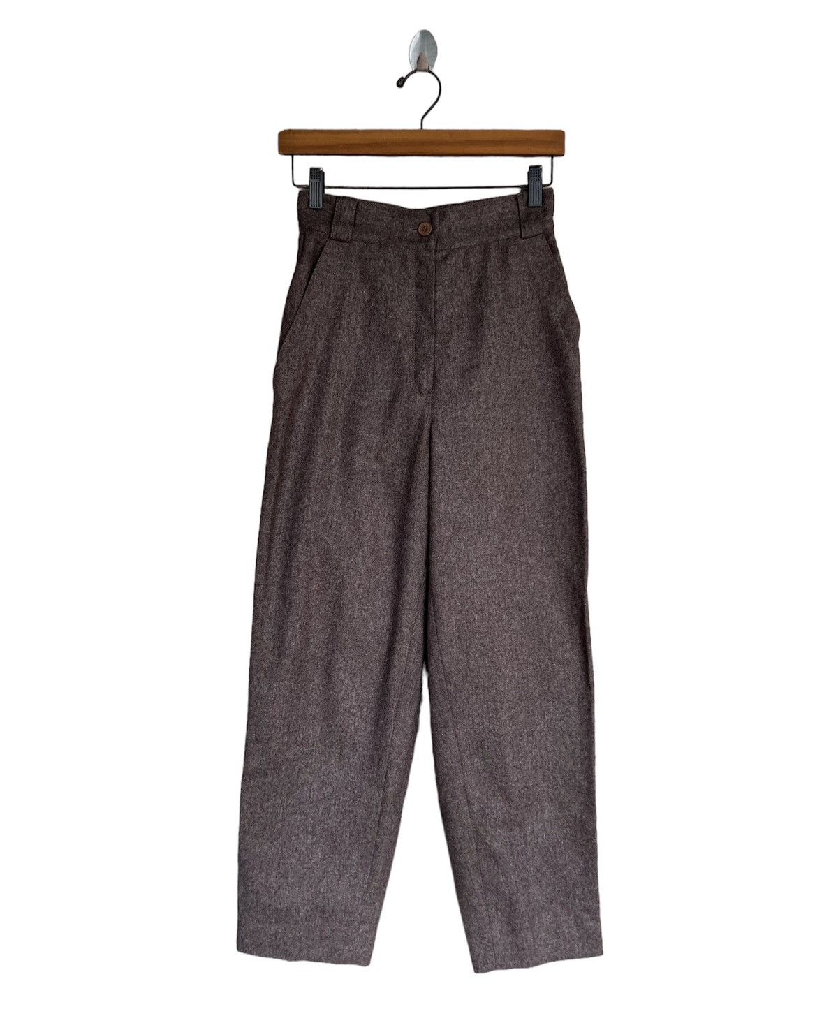 image of Gianni Versace Baggy Wool Pant in Brown, Women's (Size 26)