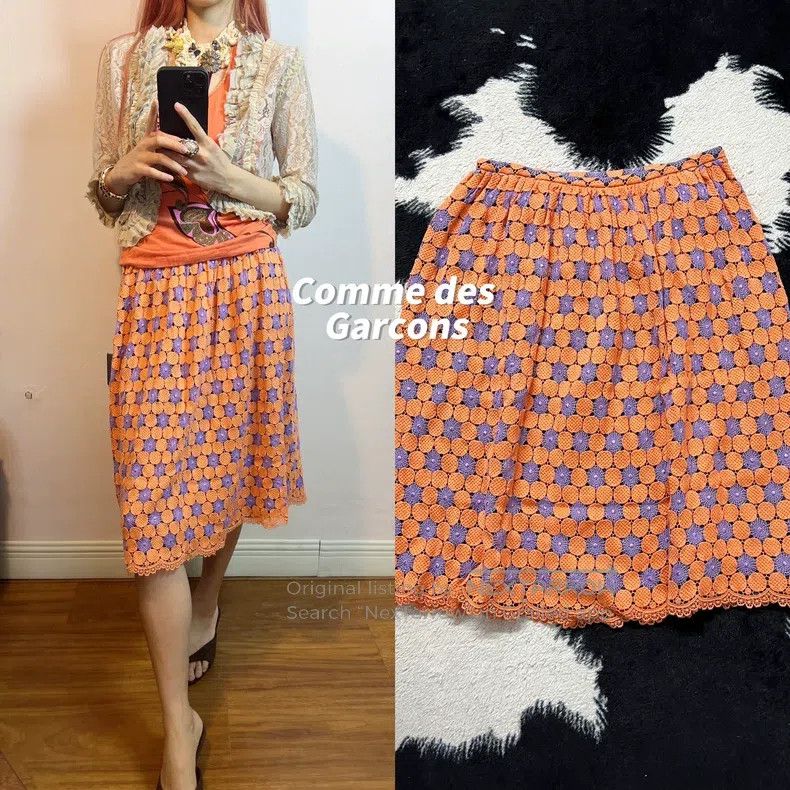 Comme des Garcons Comme des Garcons size L Spiderweb Purple Orange Skirt wit Size 23" - 1 Thumbnail