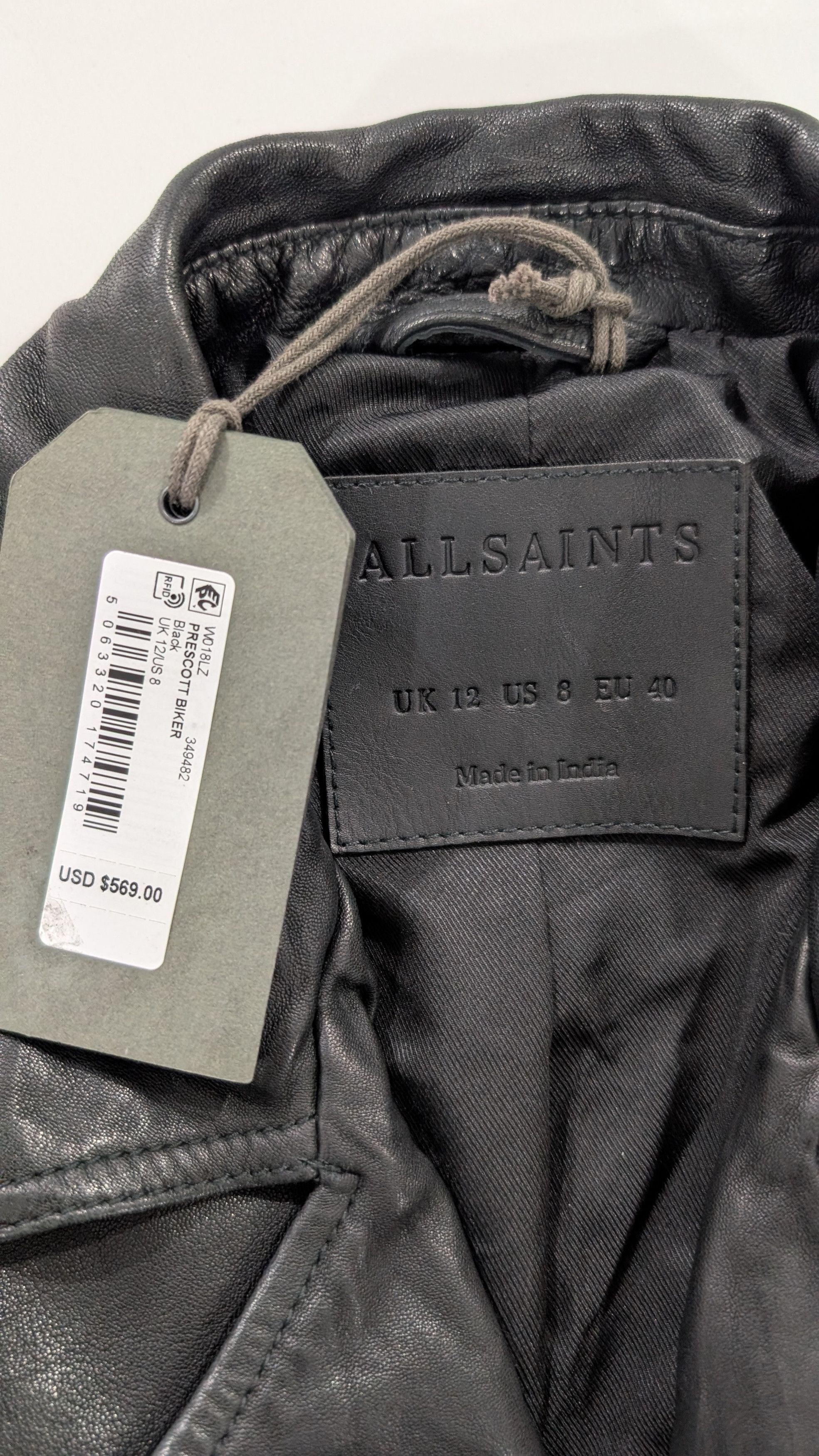 Allsaints ALLSAINTS Prescott Leather Biker Jacket. Size. 8 Size M / US 6-8 / IT 42-44 - 6 Thumbnail