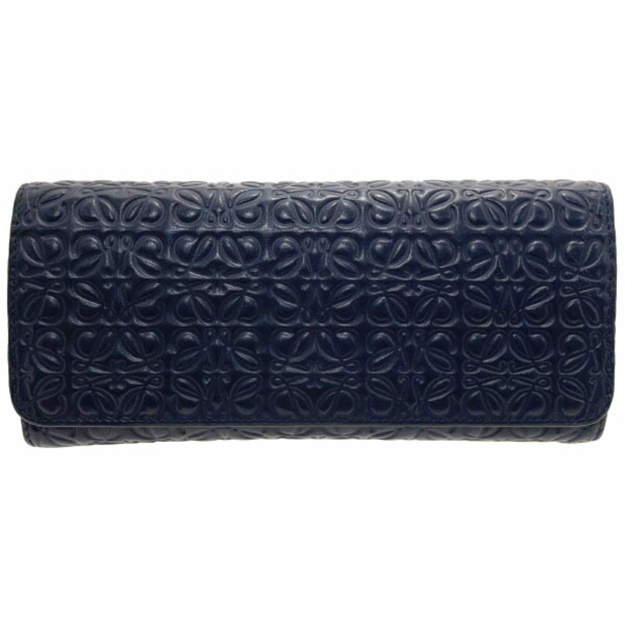 image of Loewe Long Wallet Repeat Continental Calfskin Navy 107.55.f11 Leather Anagram Repeat Ah-12322, Wome