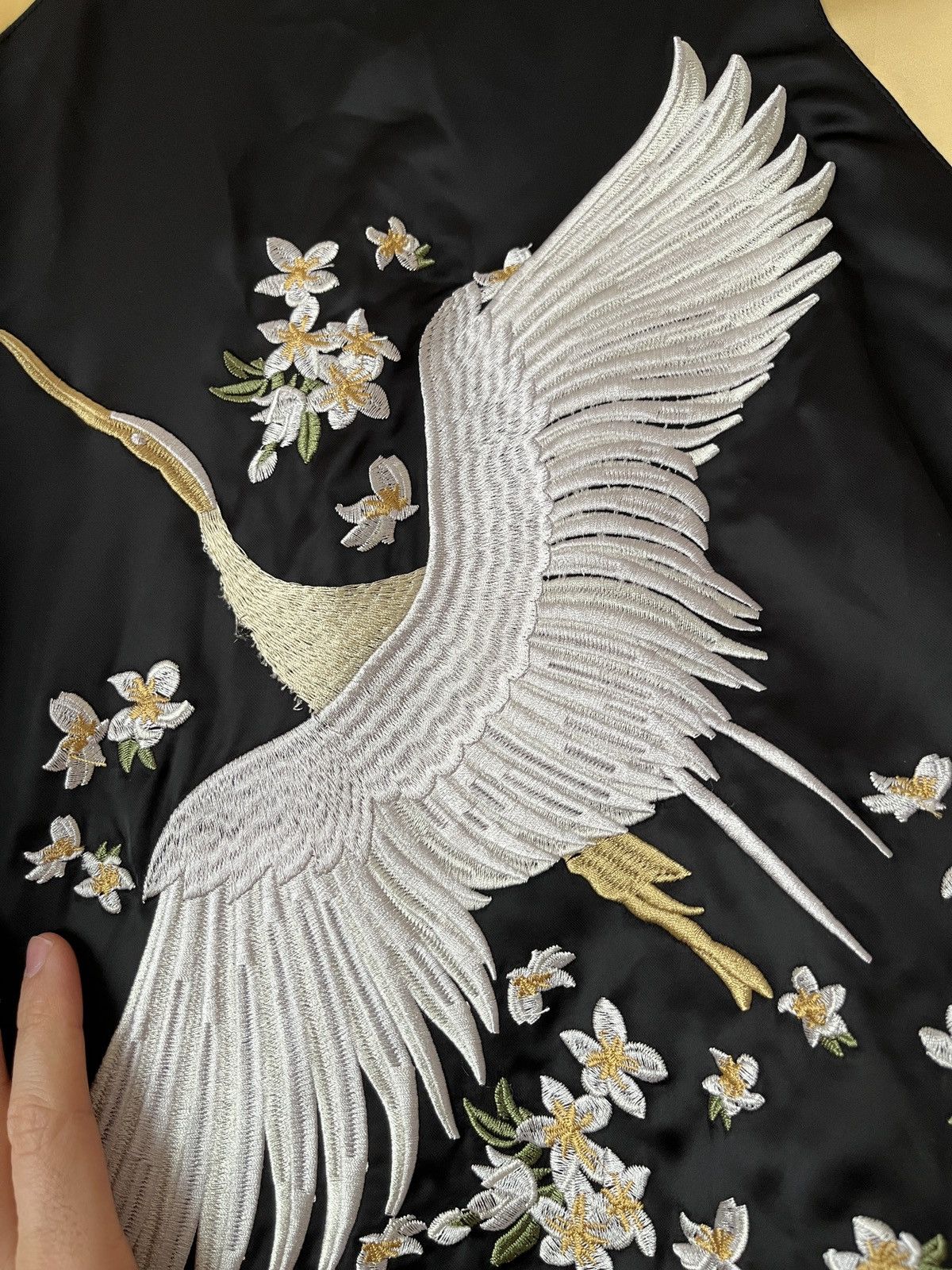 Japanese Brand Hong Kong Sukajan Crane and Flowers Reversible Bomber Jacket Size US XL / EU 56 / 4 - 12 Thumbnail