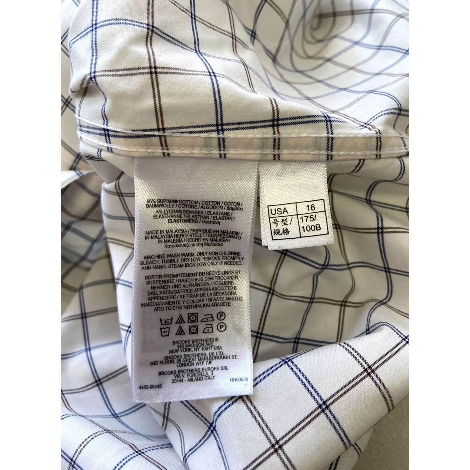 Brooks Brothers Brooks Brothers Dress Shirt White Check Regent Fit 16 Long Sleeve Button-Down Collar Non-Iron Supima Cotton Men Shirt Size 42R - 3 Thumbnail