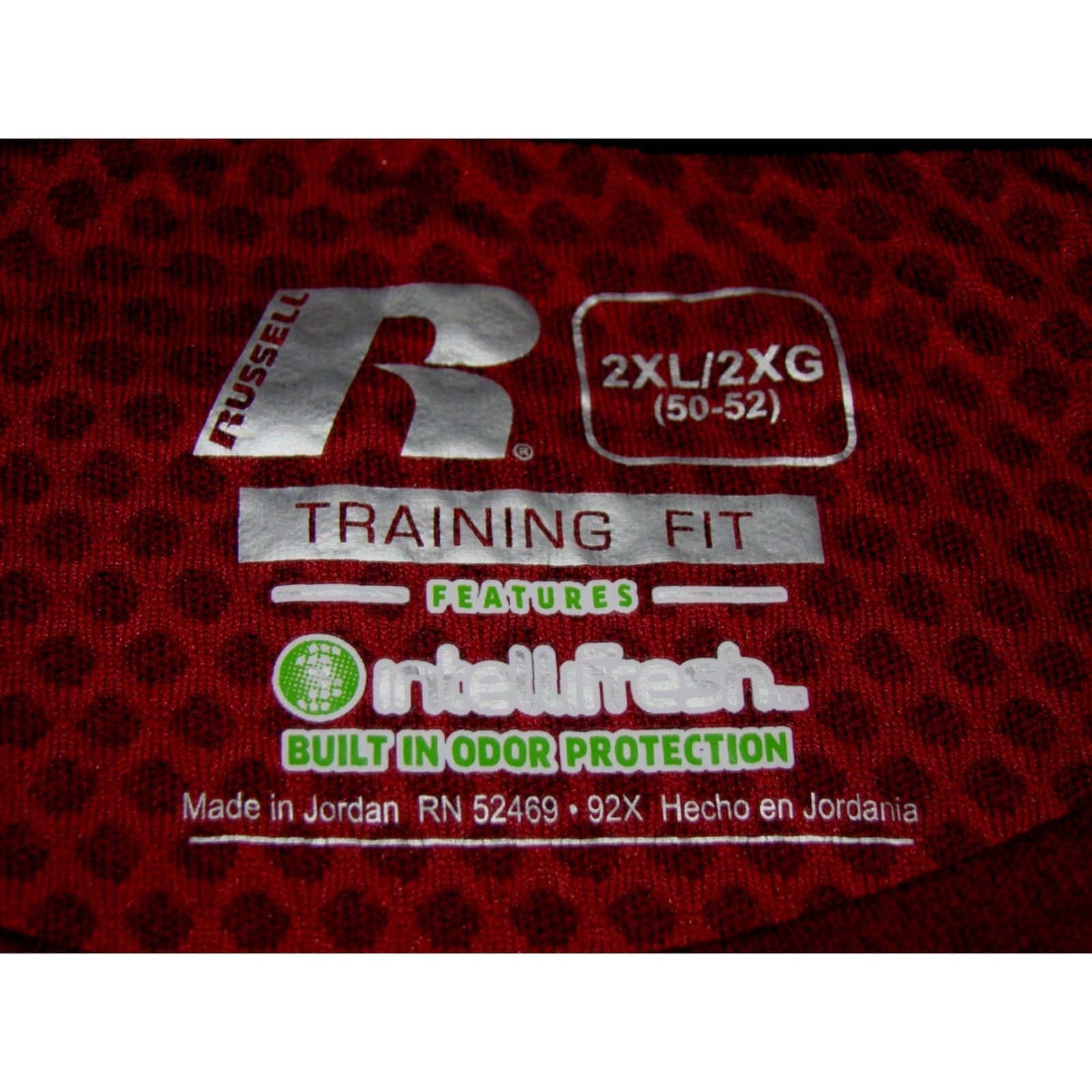 Vintage NWT Russell Training Fit Men's 2XL Crew Performance Shirt - Red/Maroon, Long Sleeve, Polyester Knit, Intellifresh, Logo, Sports, Adult Mens Size US XXL / EU 58 / 5 - 5 Thumbnail