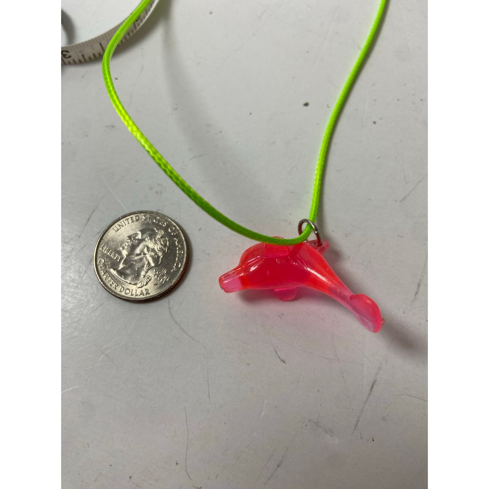 Handmade upcycled hot pink dolphin necklace Size ONE SIZE - 2 Thumbnail
