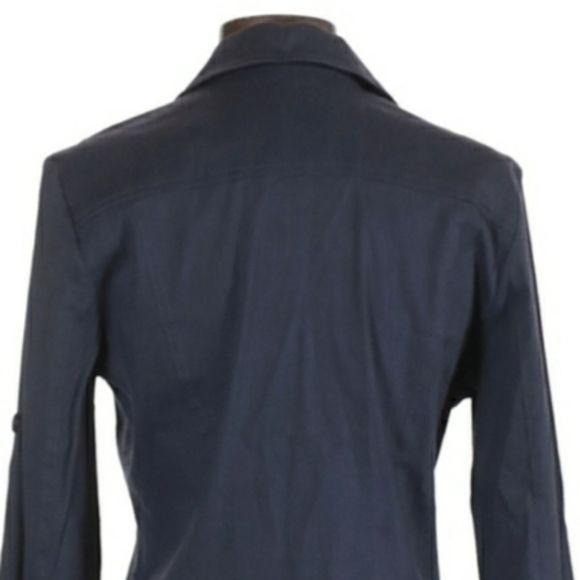Elie Tahari Tahari Linen Blazer L Jacket Linen Dark Wash Long Tab Sleeve Size L / US 10 / IT 46 - 9 Thumbnail