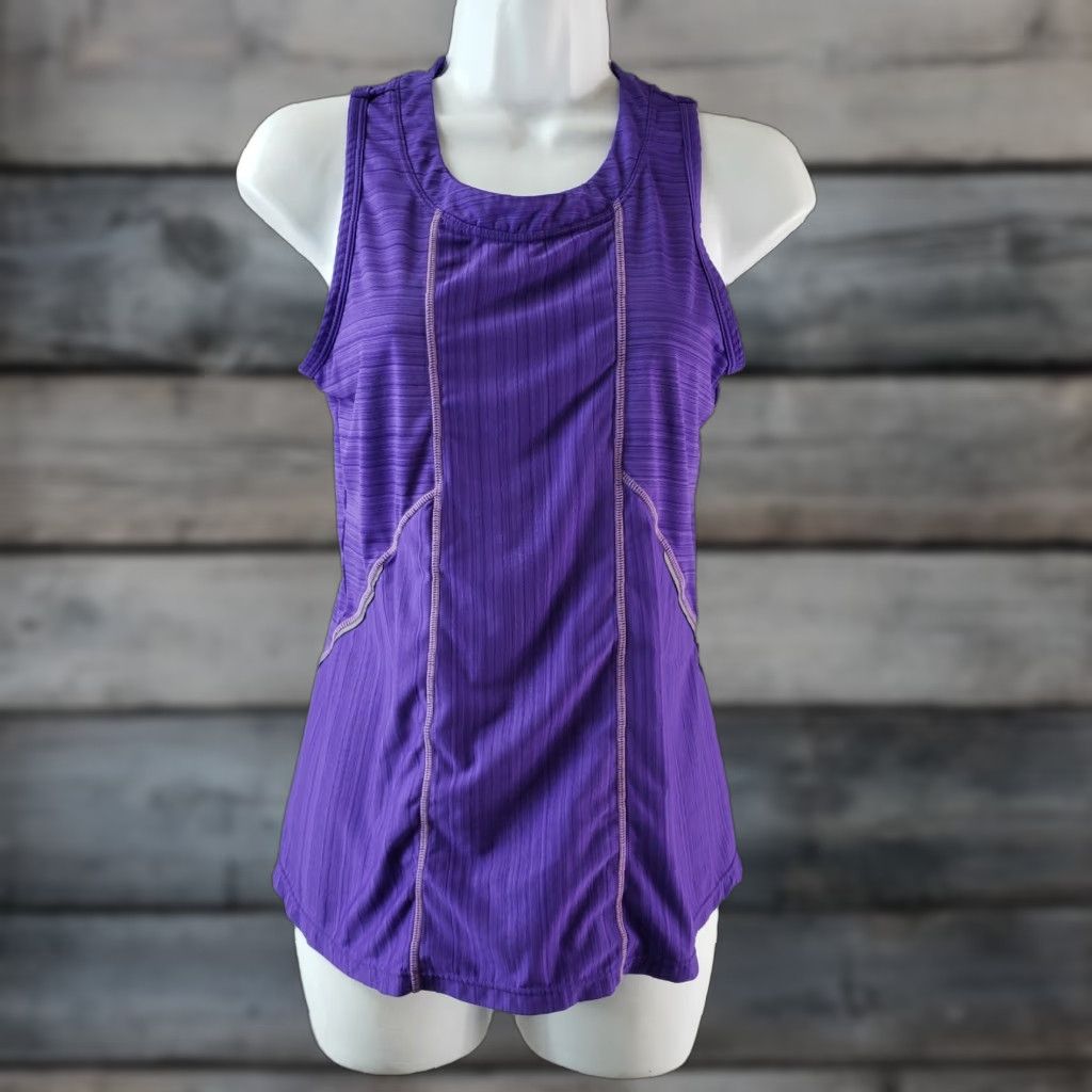 Athleta Athleta Womens Tank Top Sz S Purple Stripe Sleeveless 90% Polyester 10% Spandex Activewear Shirt Womens Size S / US 4 / IT 40 - 1 Thumbnail