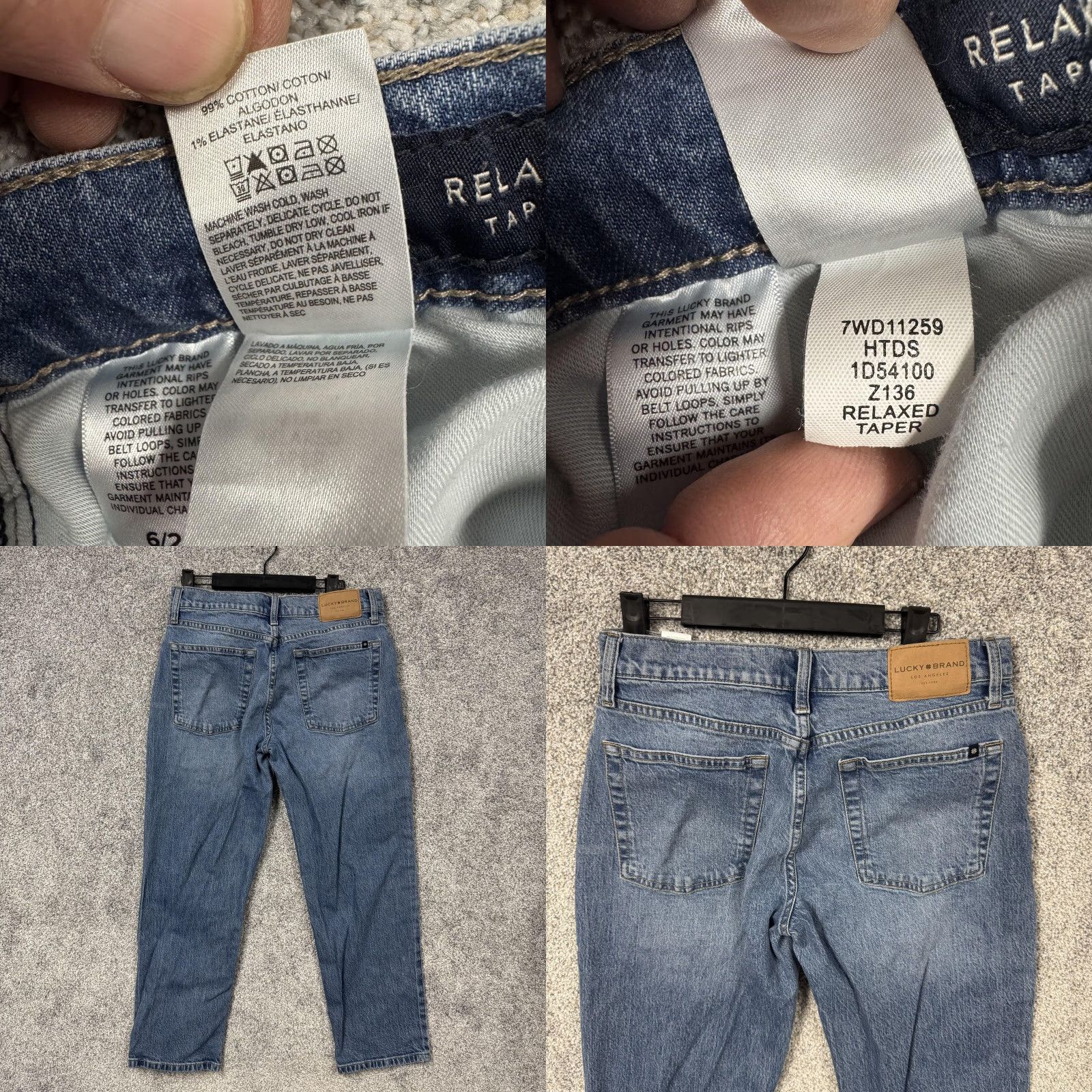 Lucky Brand Lucky Brand Jeans Relaxed Taper Womens 6/28 Blue Distressed Button Fly Ankle Size 28" / US 6 / IT 42 - 9 Thumbnail