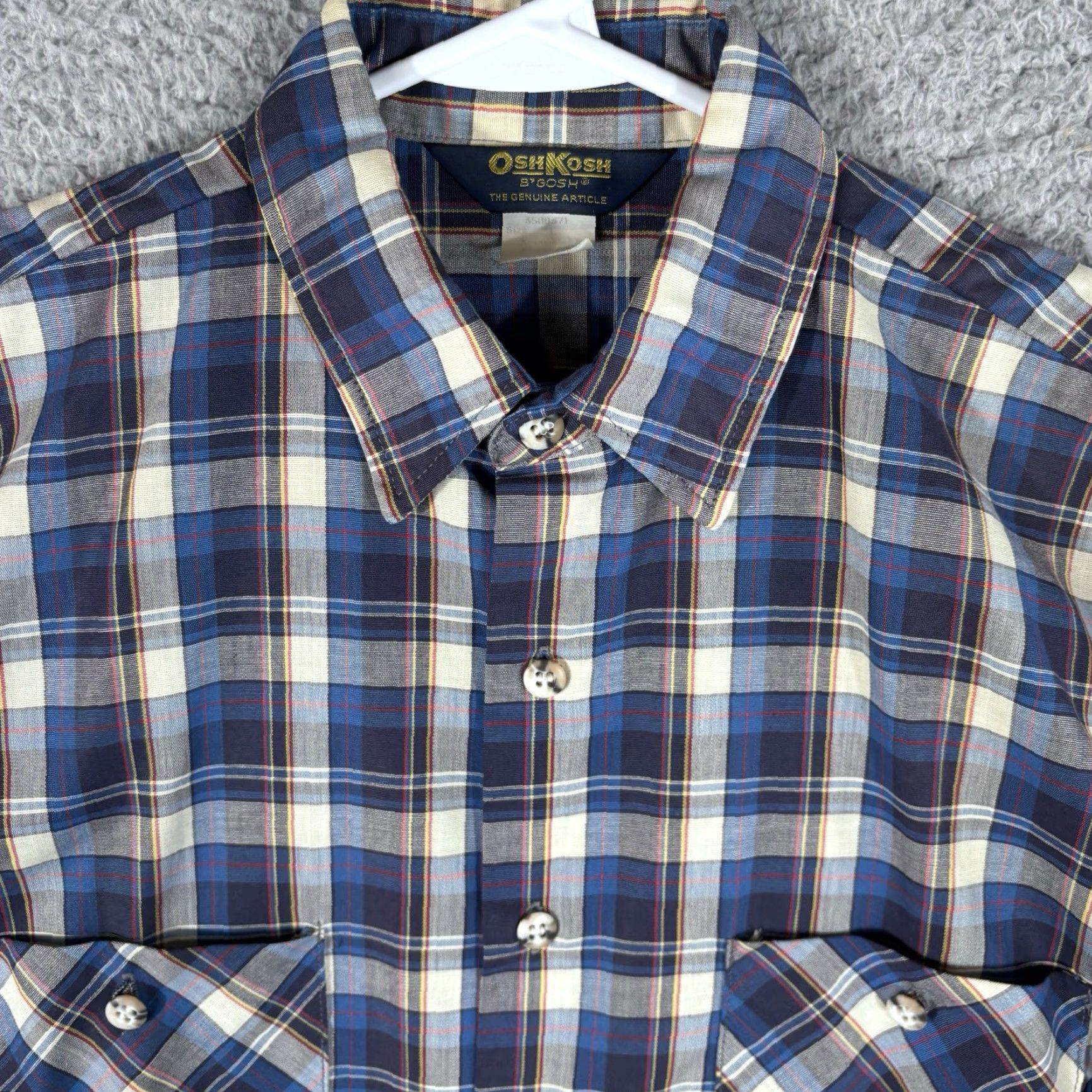 Vintage Oshkosh B’Gosh Shirt Mens L Plaid Short Sleeve Button Up Work Made USA Size US L / EU 52-54 / 3 - 2 Thumbnail