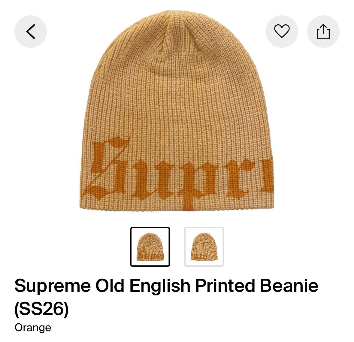 Supreme Old english Orange supreme beanie Size ONE SIZE - 2 Thumbnail