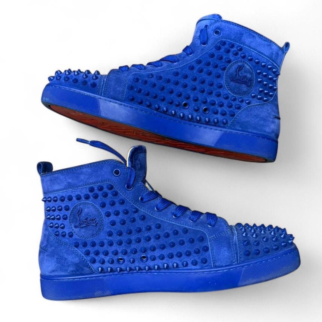 Christian Louboutin Christian Louboutin Blue Suede Louis Spike High Top Sneakers Size US 13 / EU 46 - 3 Thumbnail