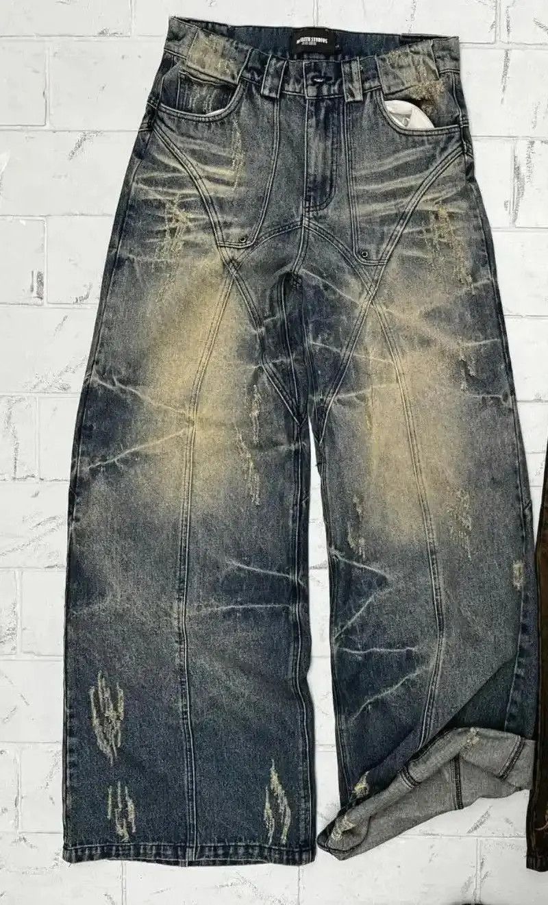 Japanese Brand Y2k Jeans Retro Distressed High Waisted Baggy Jeans Size US 32 / EU 48 - 3 Thumbnail