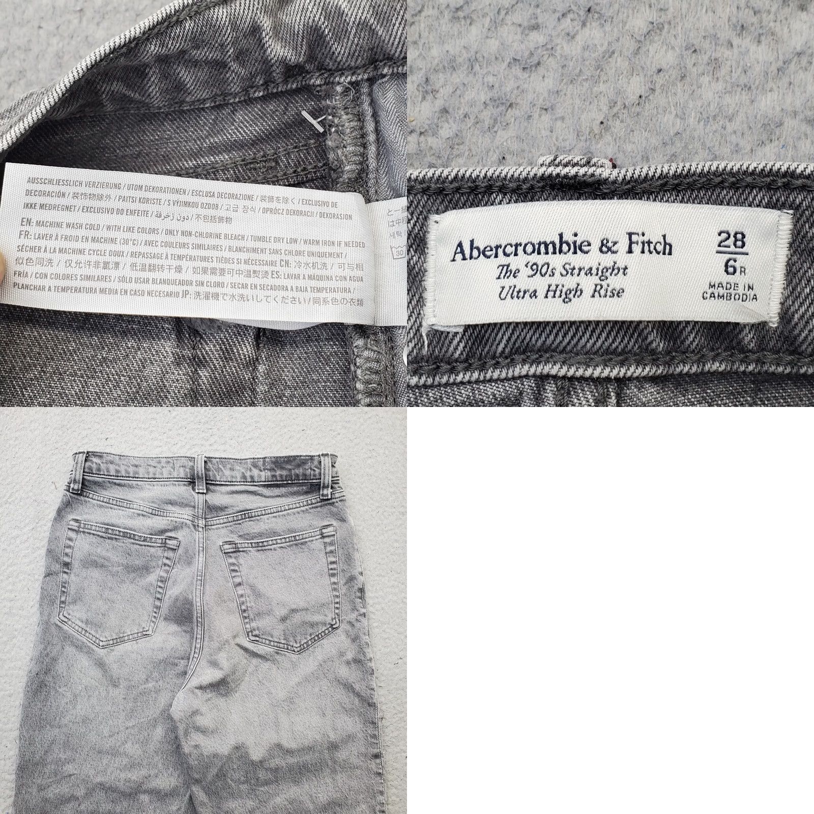 Abercrombie & Fitch Abercrombie & Fitch The 90s Straight Jeans Womens Size 6 Gray Denim Ultra High Rise Jeans Size 28" / US 6 / IT 42 - 8 Thumbnail