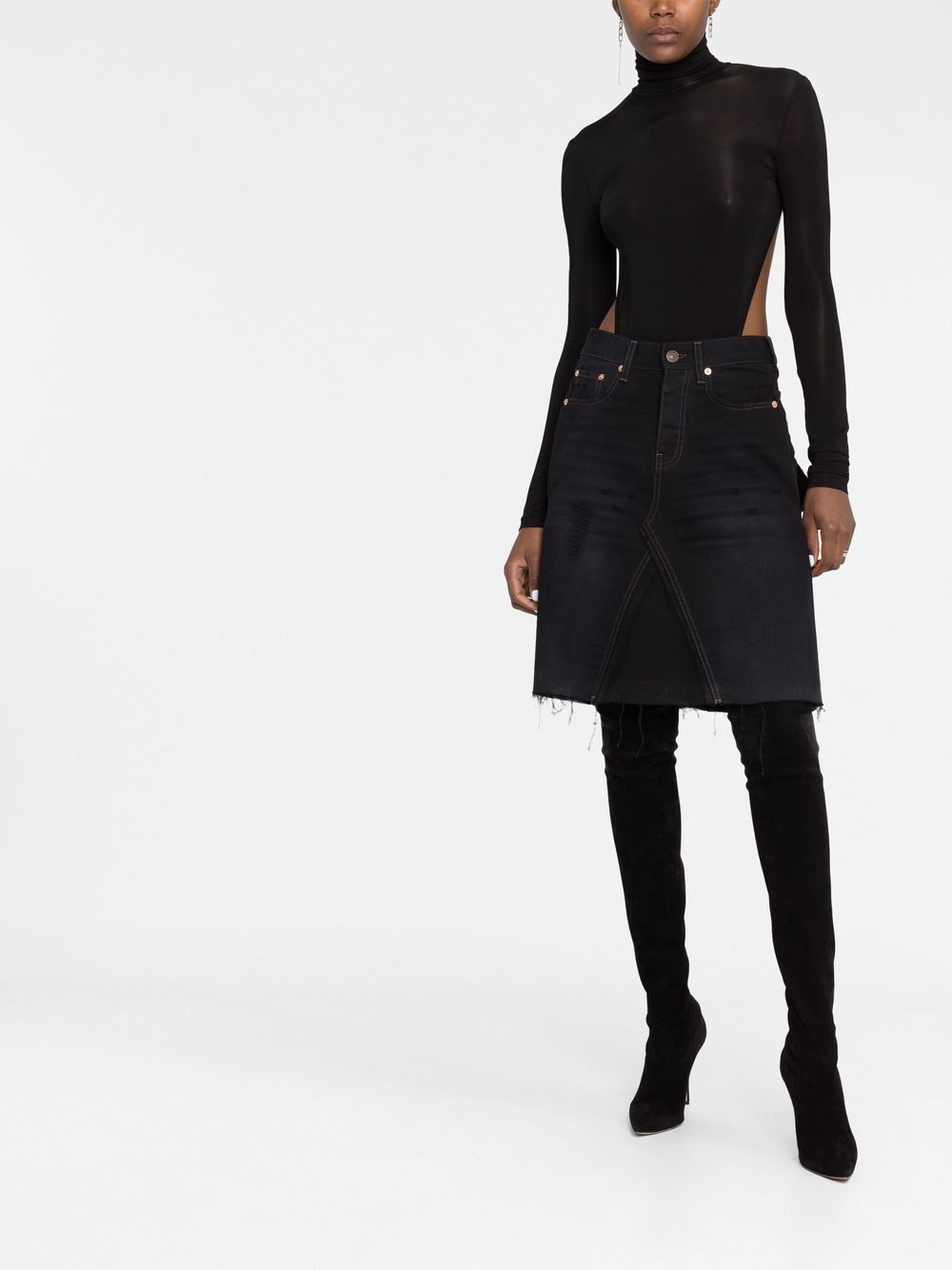Balenciaga o1y0625 Denim Midi Skirt in Black Size 28" / US 6 / IT 42 - 5 Thumbnail