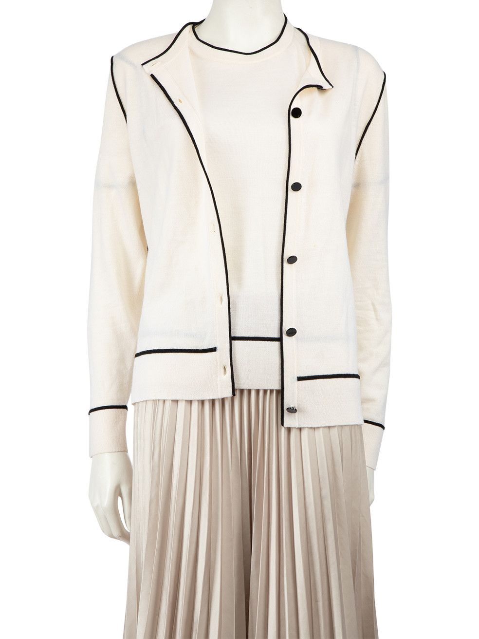 image of Escada Ecru Cardigan & Top Set, Women's (Size Medium)