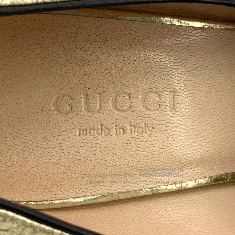 Gucci Gucci Gold logo fine glitter thick high heels Mary Jane sh Size US 4.5 / IT 34.5 - 8 Thumbnail