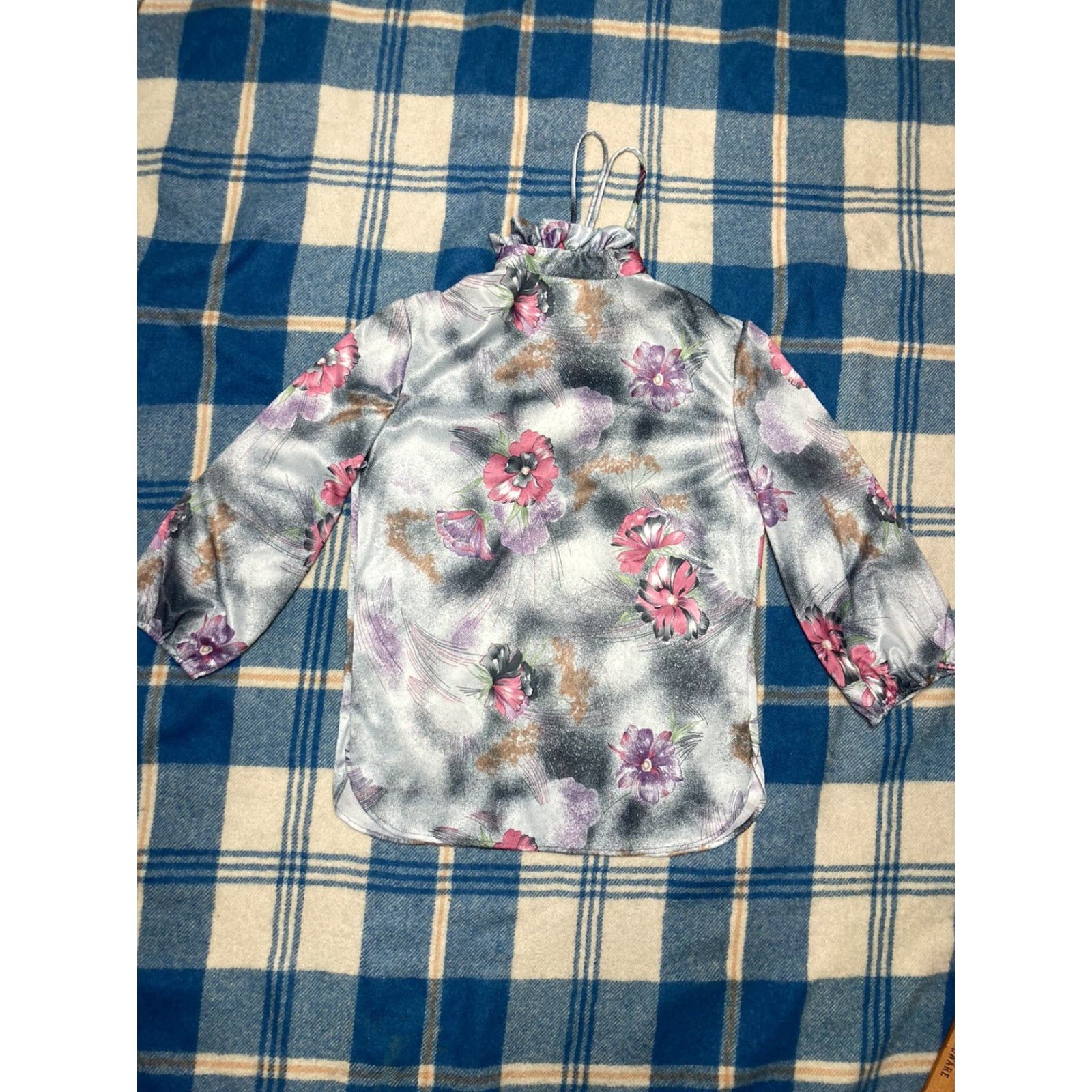 Vintage VINTAGE Blouse Women 14 Deadstock 1970s Floral Polyester California NWT Gray Size XL / US 12-14 / IT 48-50 - 7 Thumbnail