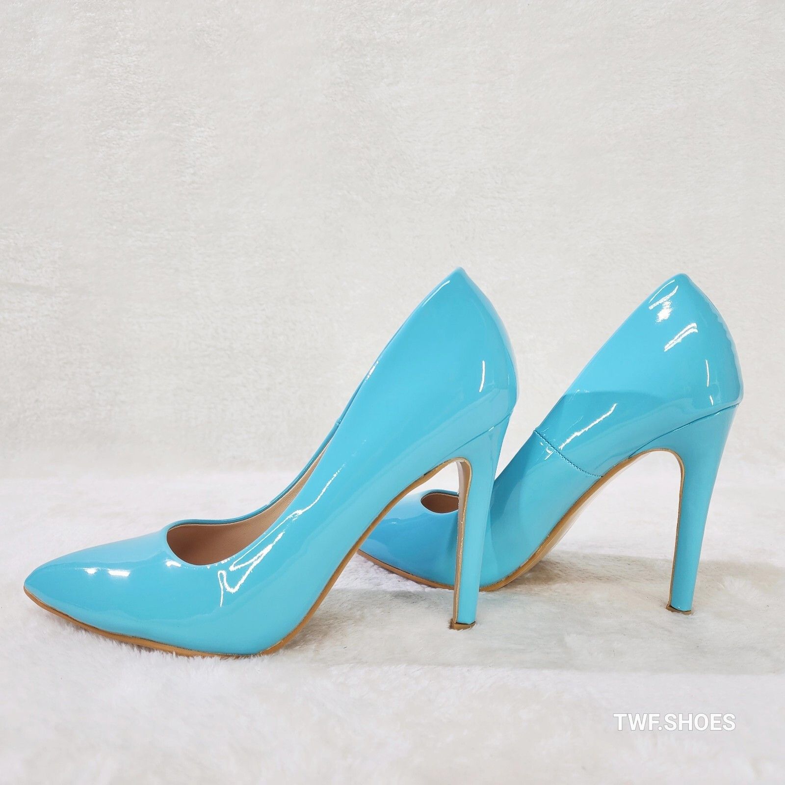 Other Glam Turquoise Aqua Blue Patent High Heel Stiletto Shoes Pum Size US 6 / IT 36 - 2 Thumbnail