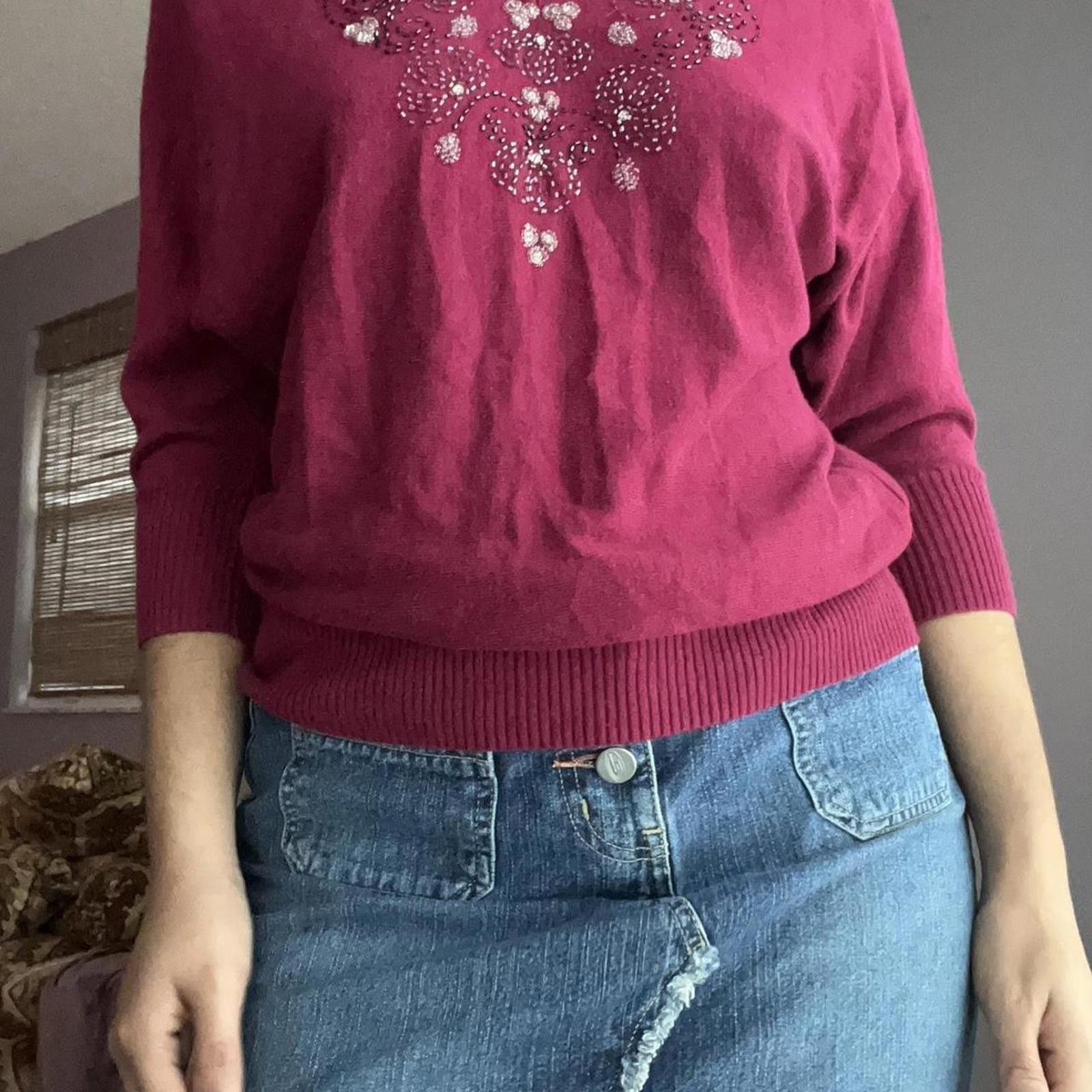 Lauren Conrad Burgundy sweater with beaded neckline Size S / US 4 / IT 40 - 7 Thumbnail