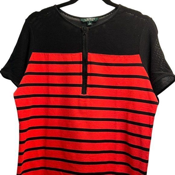 Lauren Ralph Lauren Lauren Ralph Lauren Red & Black Striped Mesh Back Zip Short Size XXL / US 16-18 / IT 52-54 - 1 Thumbnail